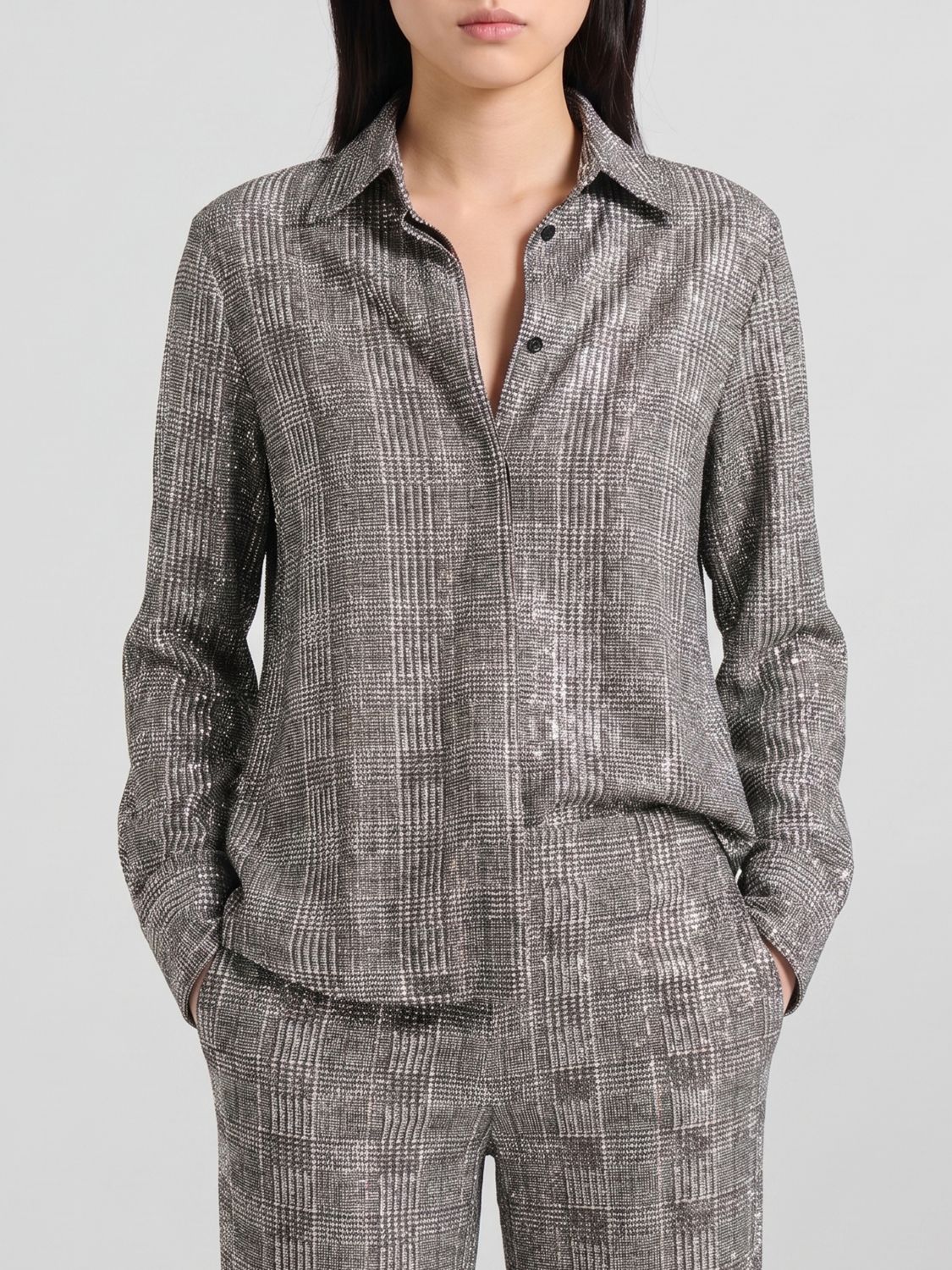 Ermanno Scervino Prince of Wales Print Viscose Shirt with French Collar
