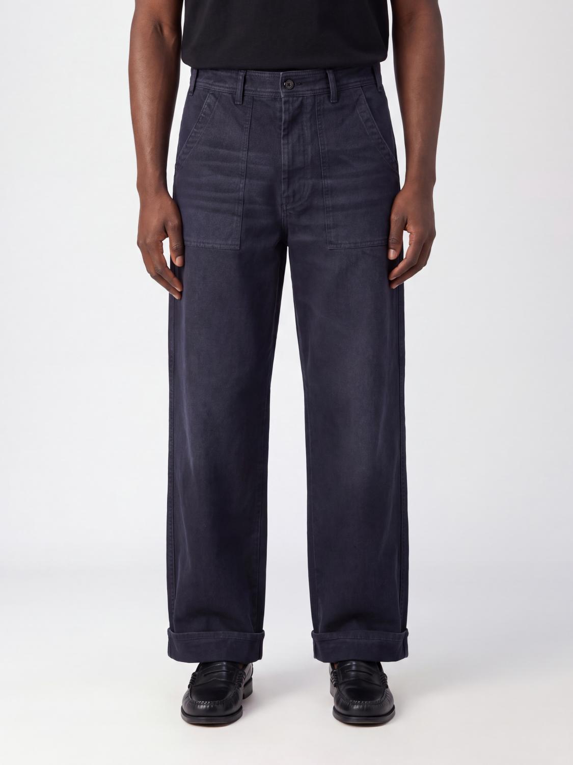 ACNE STUDIOS Wide Leg Trousers in Organic Cotton Twill with a Worn-Out Effect