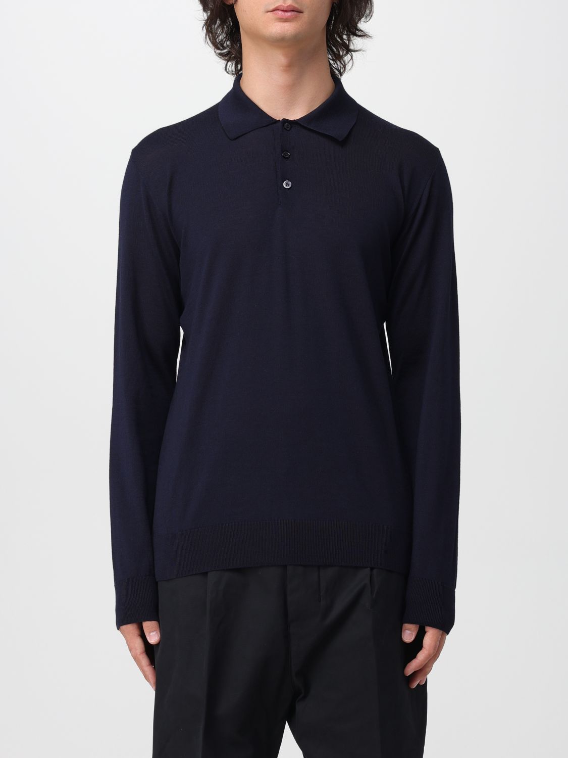 GOLDEN GOOSE Long-Sleeved Virgin Wool Knitted Polo Shirt