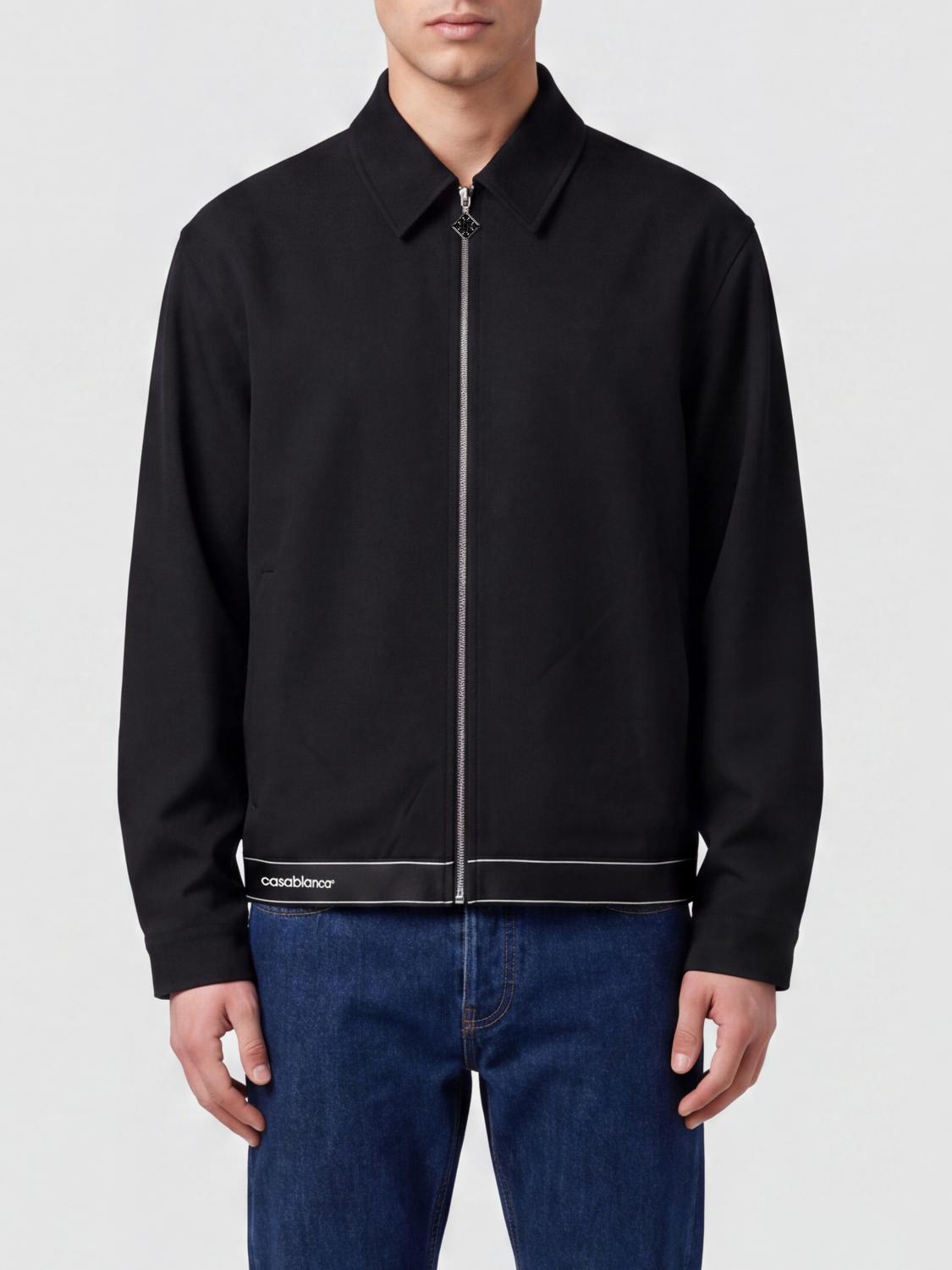 CASABLANCA Wool Shirt Jacket with Classic Collar and Zip Closure