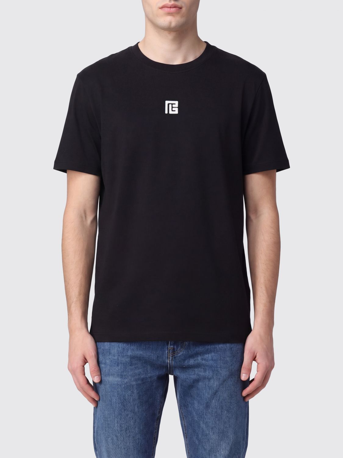 BALMAIN Cotton-Blend Crewneck T-shirt with Labyrinth Monogram