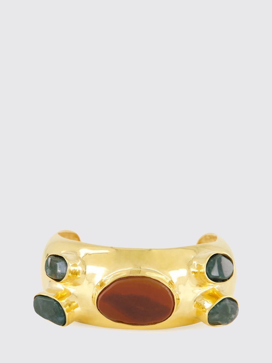 Paula Mazus Brass Bangle Bracelet with Decorative Stones