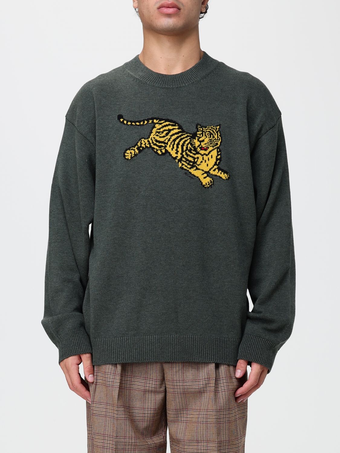 Kenzo Fauna Print Cotton Crewneck Jumper with Dropped Shoulders