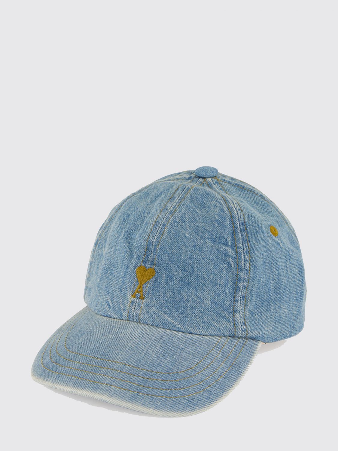 Ami Paris Cotton Denim Baseball Cap with Embroidered Logo
