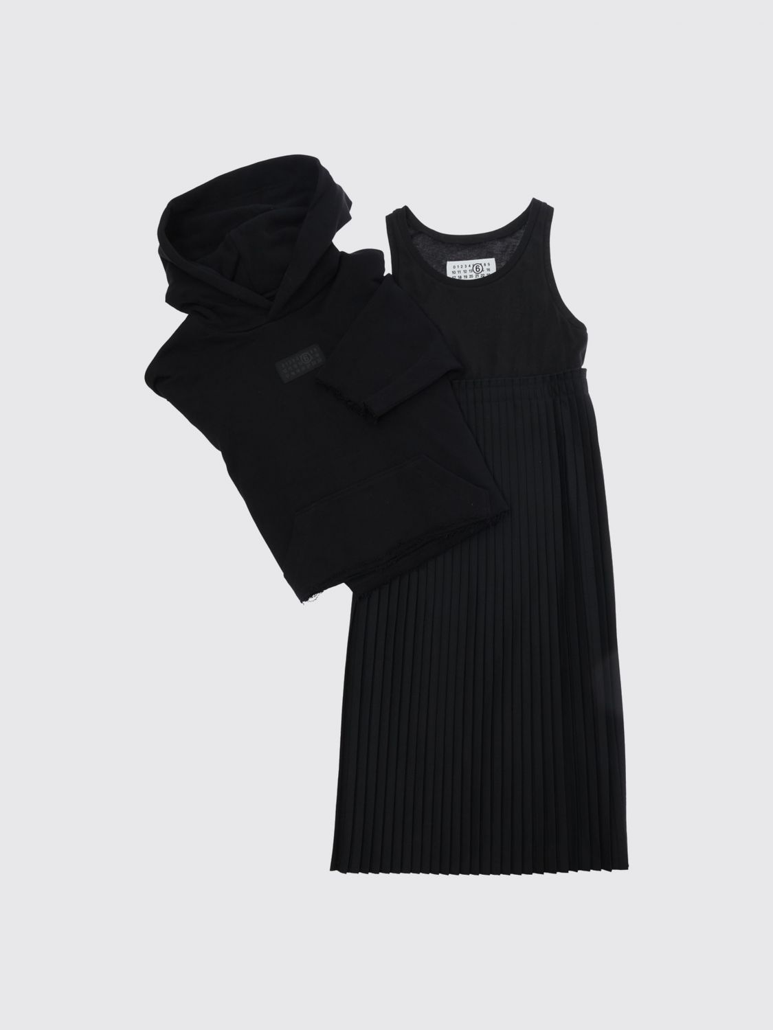 MM6 MAISON MARGIELA Boy's Two-Piece Cotton Set with Pleated Skirt