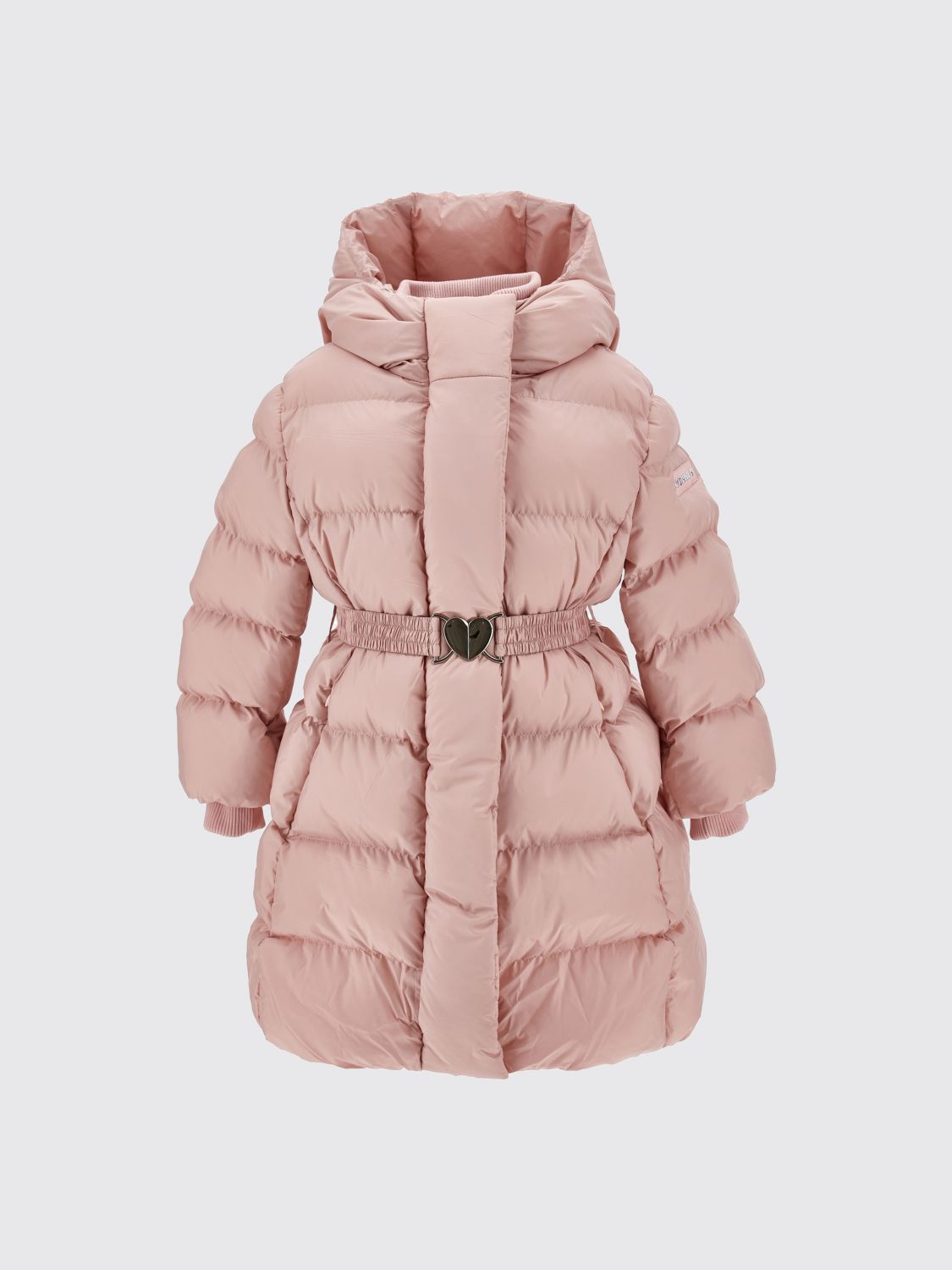 MONNALISA Piumino lungo da bambina in nylon con cappuccio e cintura