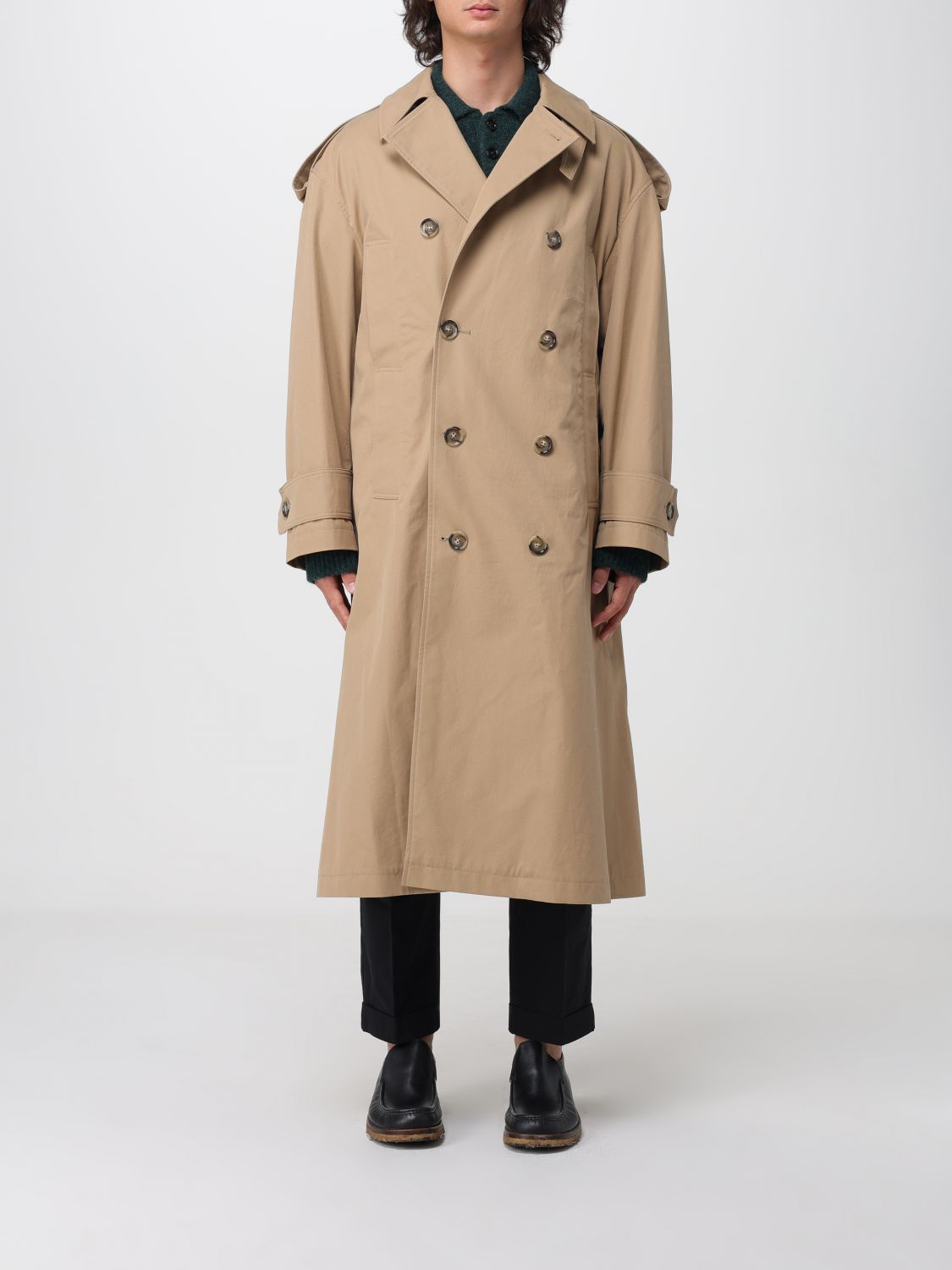 AMI PARIS Relaxed Fit Double-Breasted Cotton Trench Coat