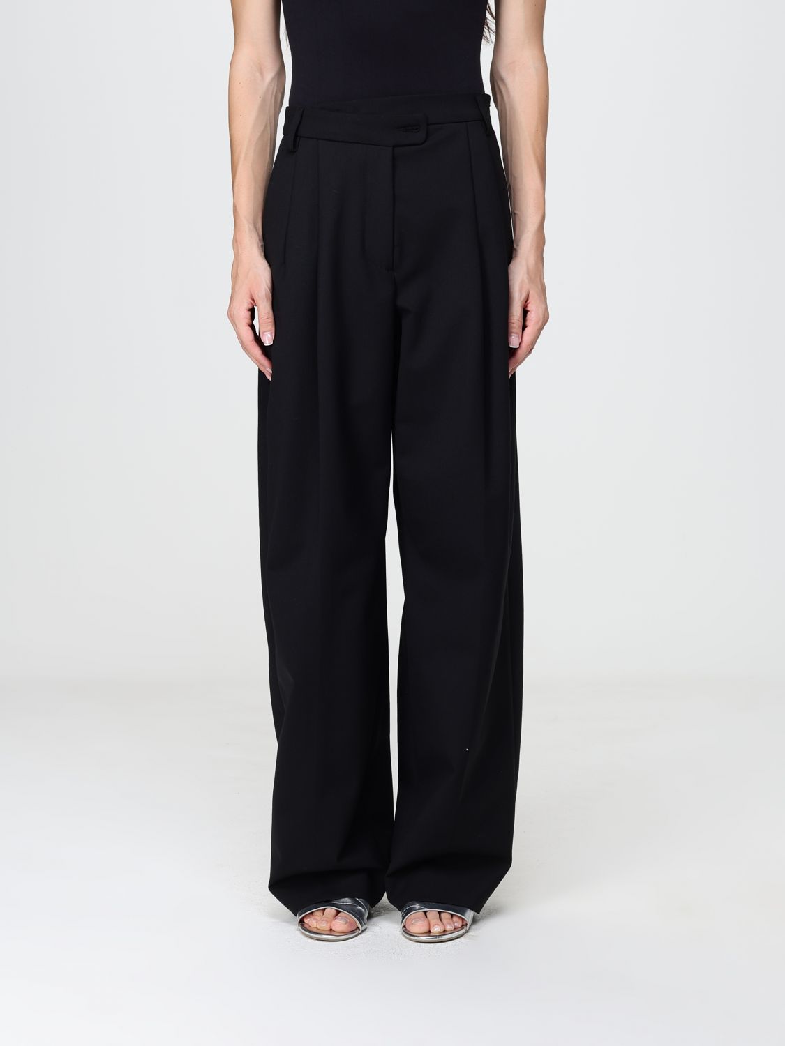 Thelatest High-Waisted Virgin Wool Blend Palazzo Trousers with Darts