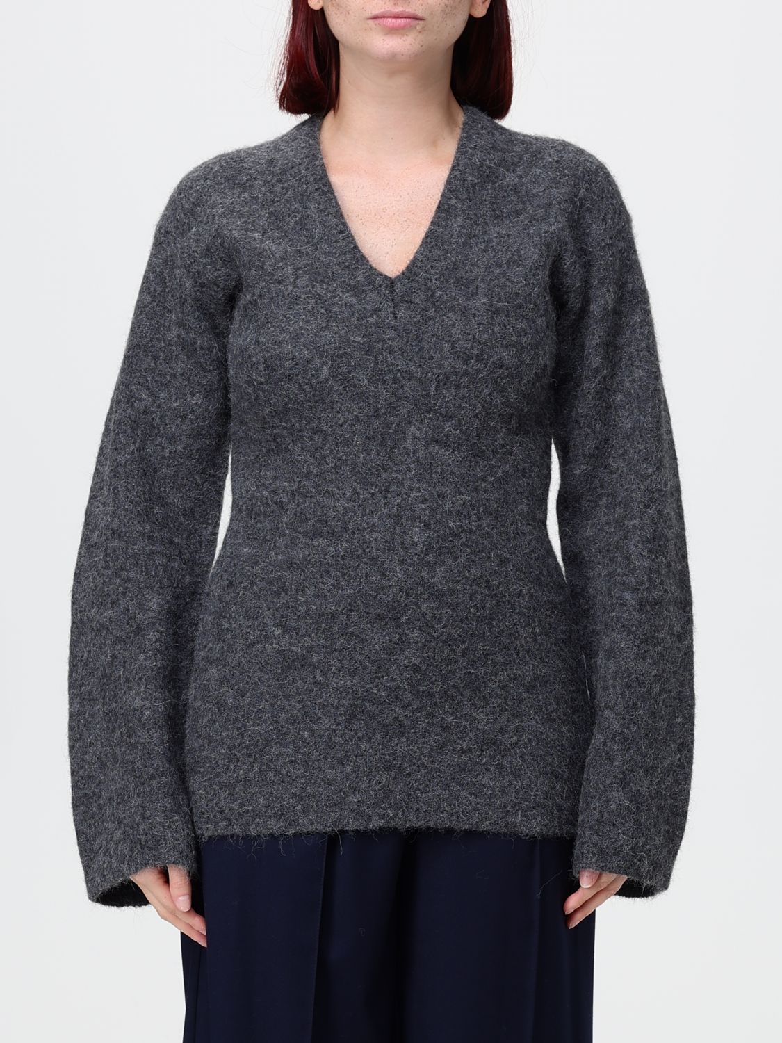 TheLatest V-Neck Long-Sleeved Wool Blend Jumper