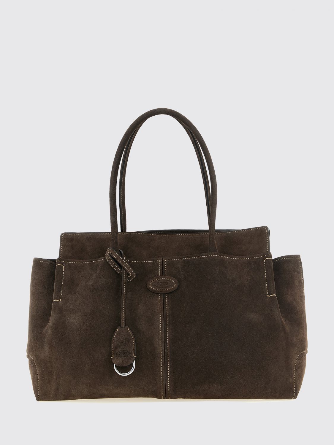 TOD'S Suede Shoulder Bag with Double Handle and Charm