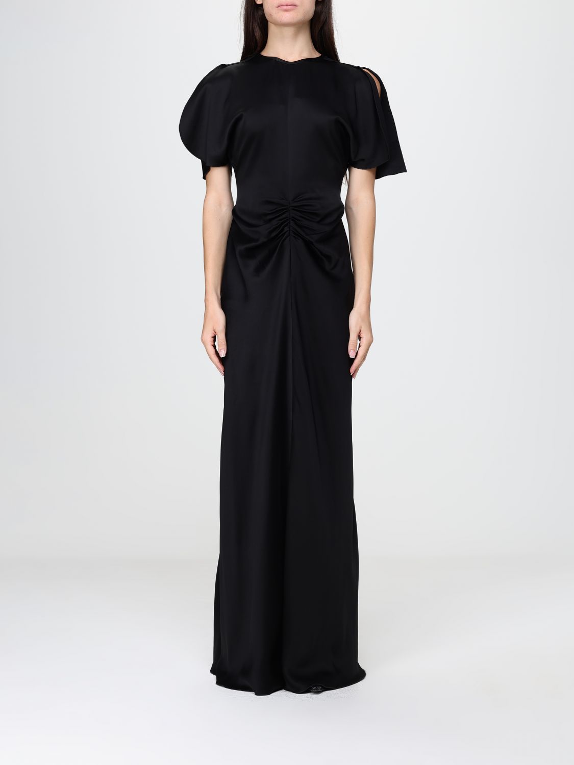 VICTORIA VICTORIA BECKHAM Langes Crêpe-Abendkleid Isabella von mit kurzen Ärmeln