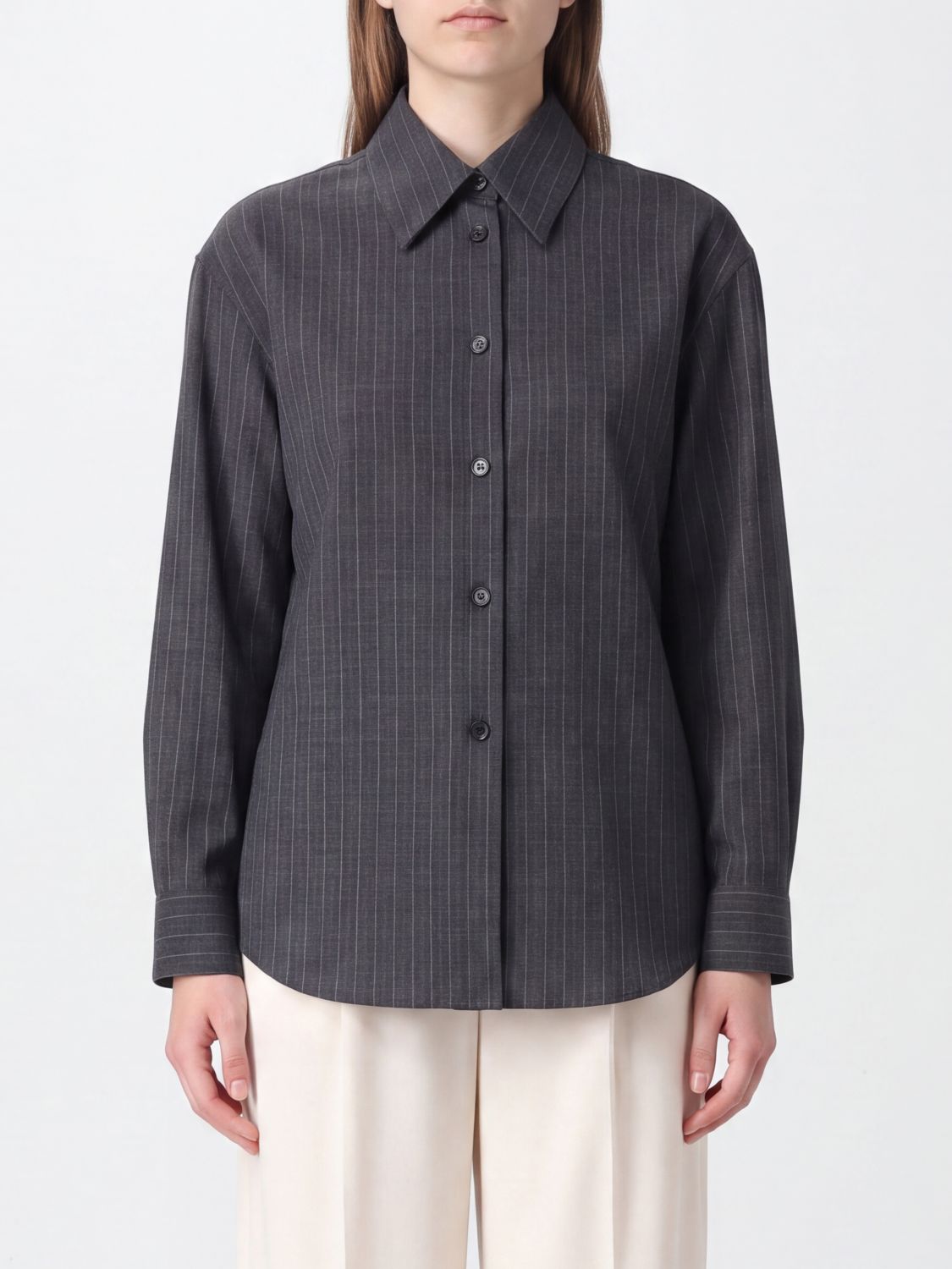 JIL SANDER Gestreiftes Baumwollhemd mit Regular Fit und französischem Kragen