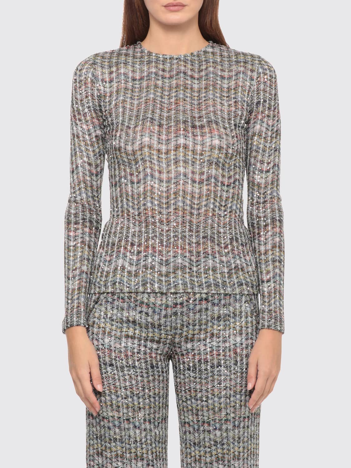 MISSONI Zig-Zag Pattern Slim Fit Crew-Neck Jumper in Viscose Blend