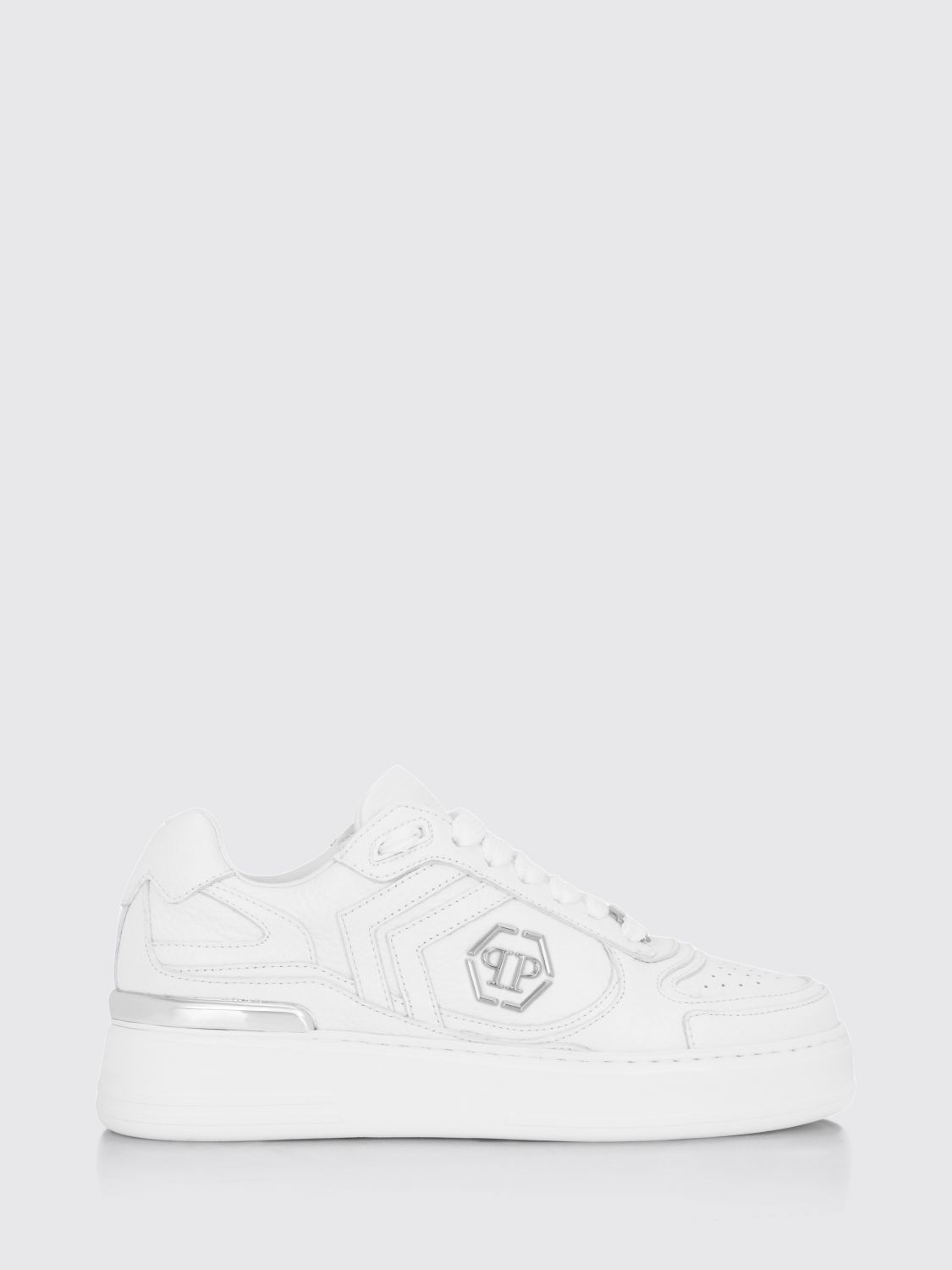PHILIPP PLEIN Niedrige Sneaker Pit-$top aus Monogramm-Leder mit Hexagon-Logo