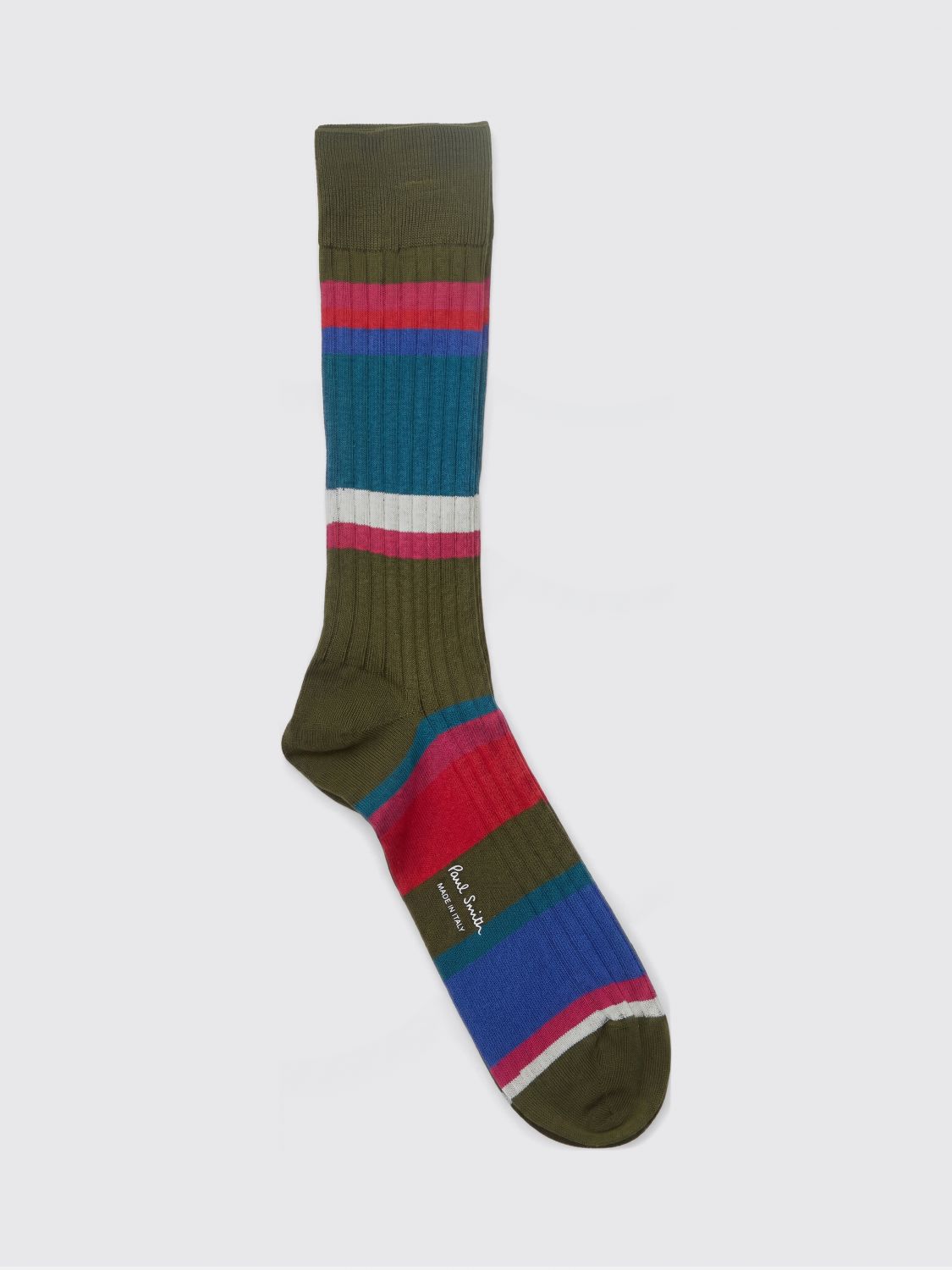 PAUL SMITH Mehrfarbig gestreifte gerippte Socken aus Bio-Baumwolle