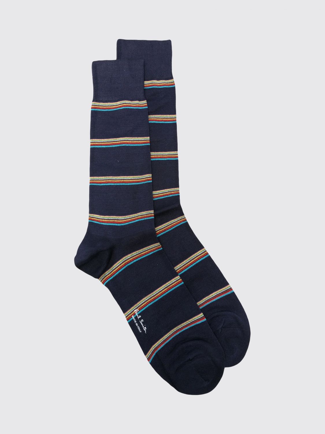 PAUL SMITH Wadenhohe Socken mit bunten Streifen aus Bio-Baumwolle