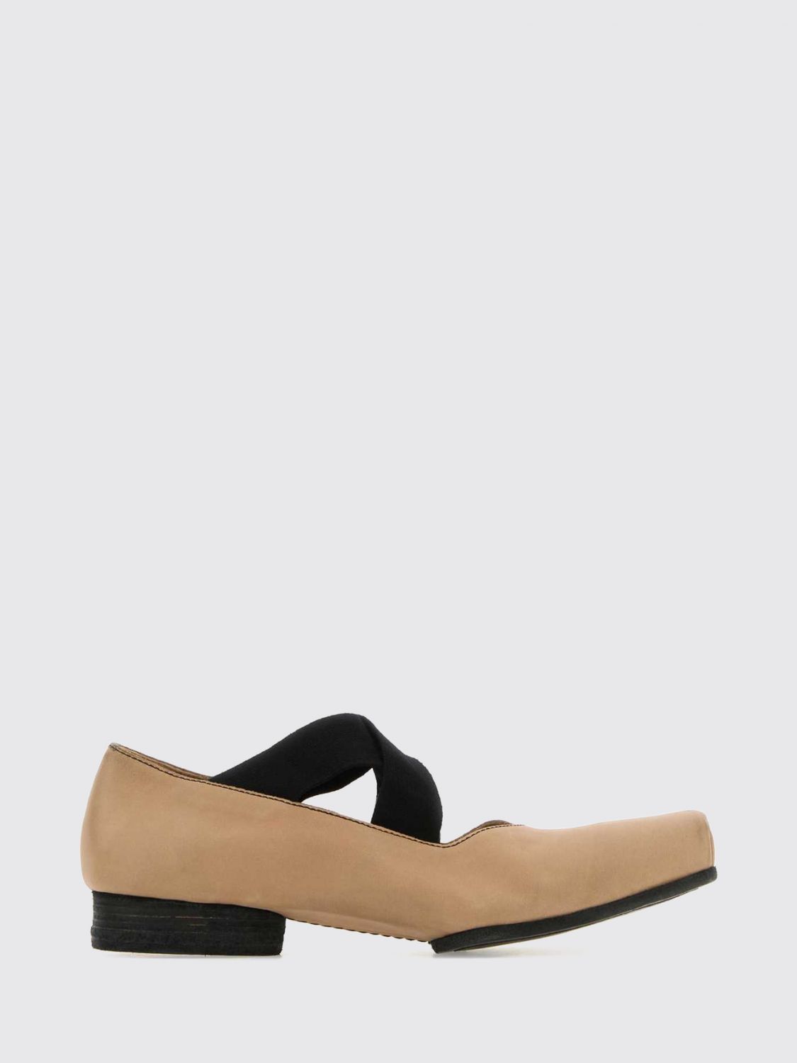 Uma Wang Mary Jane Leather Flats with Square Toe and Elasticized Laces