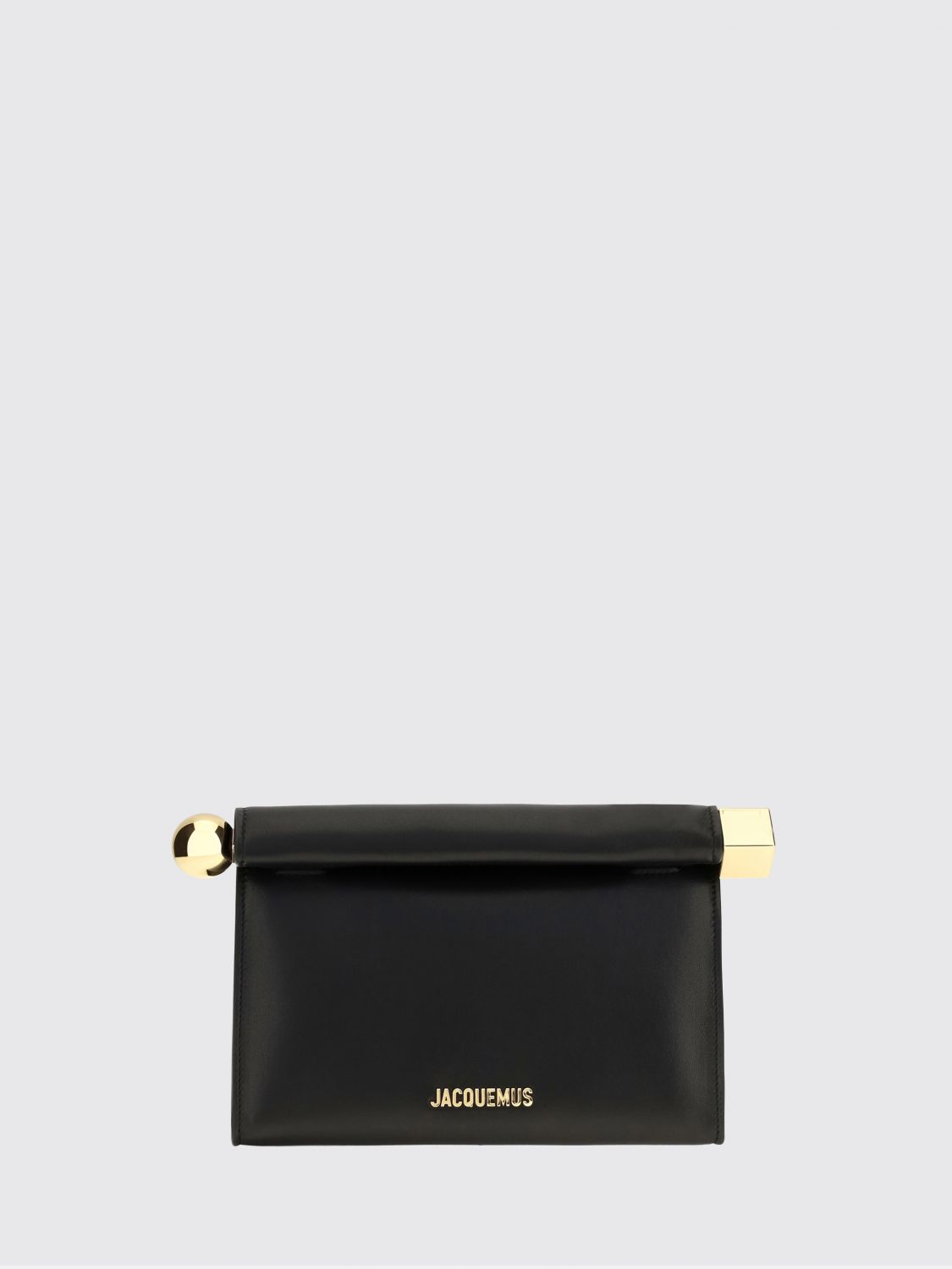 JACQUEMUS Rond Carré Rigid Lambskin Mini Clutch with Lettering Logo