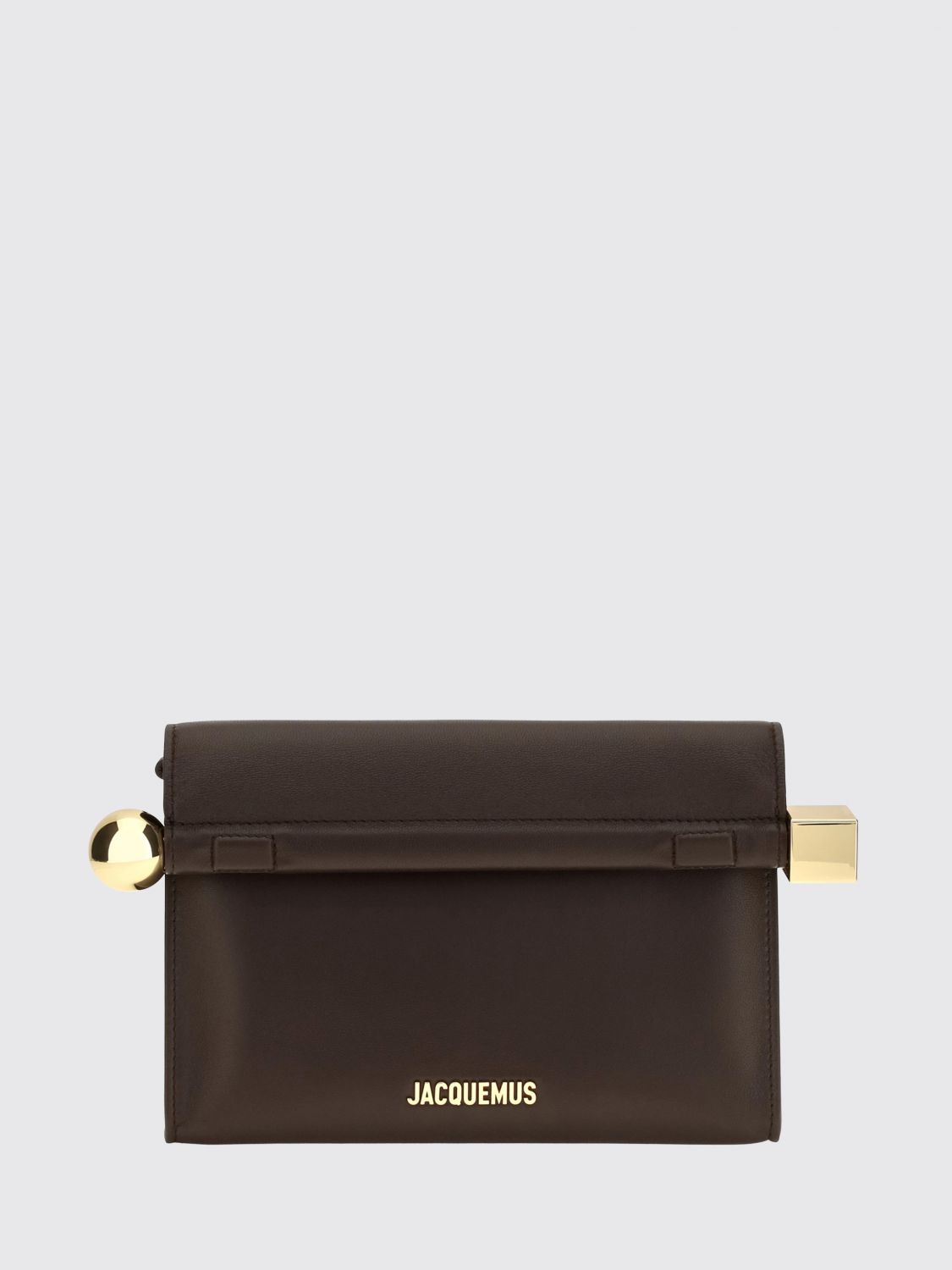 JACQUEMUS Rond Carré Rigid Lambskin Mini Clutch with Lettering Logo