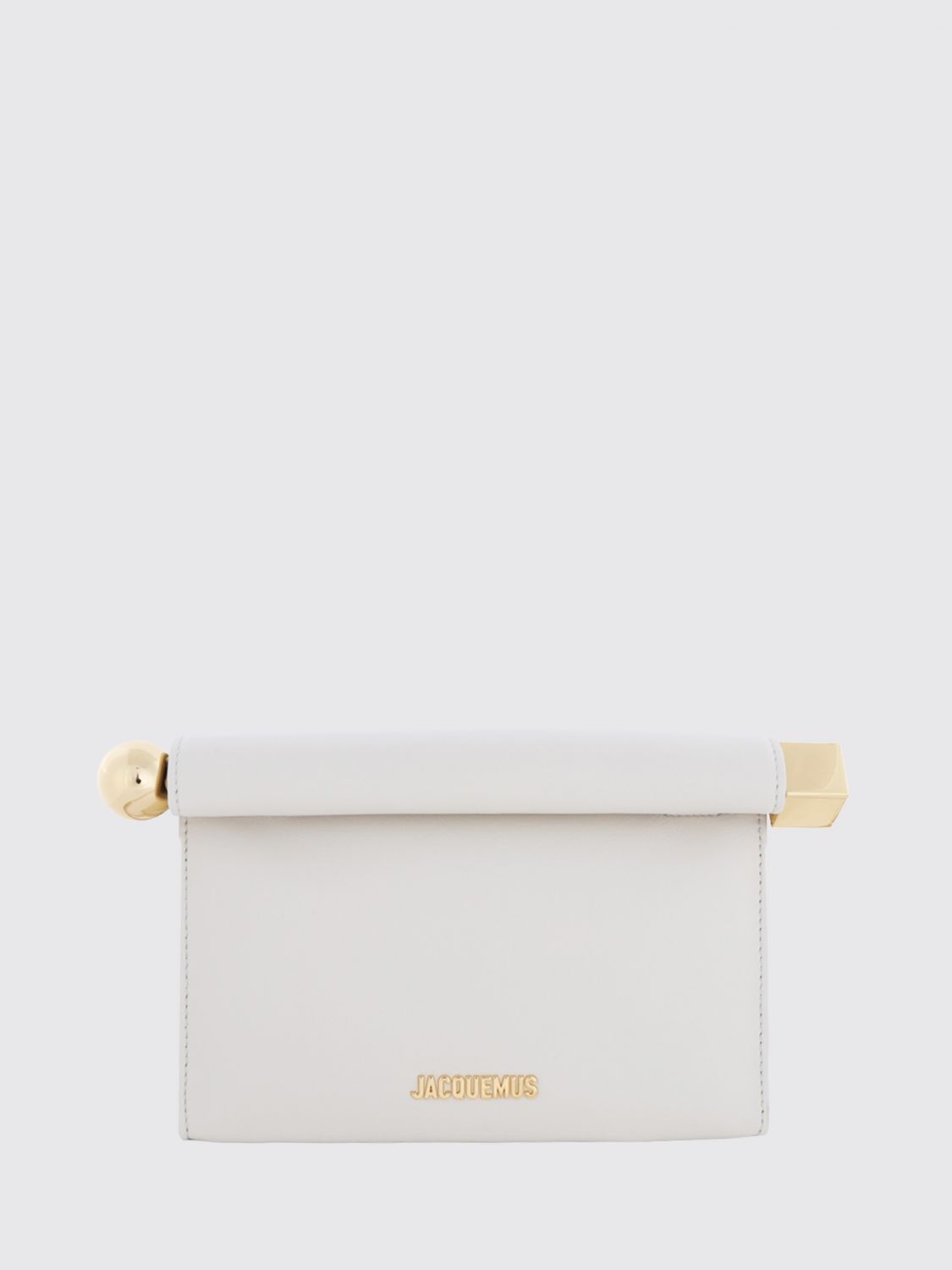 JACQUEMUS Rond Carré Rigid Lambskin Mini Clutch with Lettering Logo