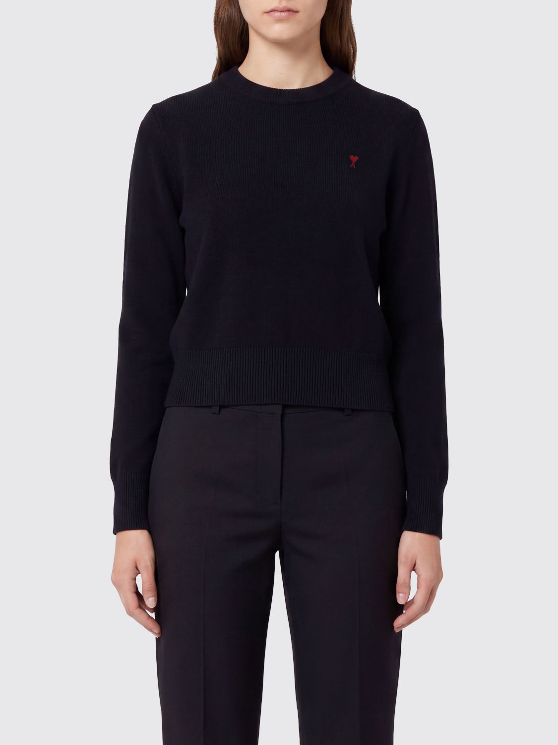 AMI PARIS Slim-Fit-Pullover aus Merinowolle mit gesticktem Ami de Coeur-Logo