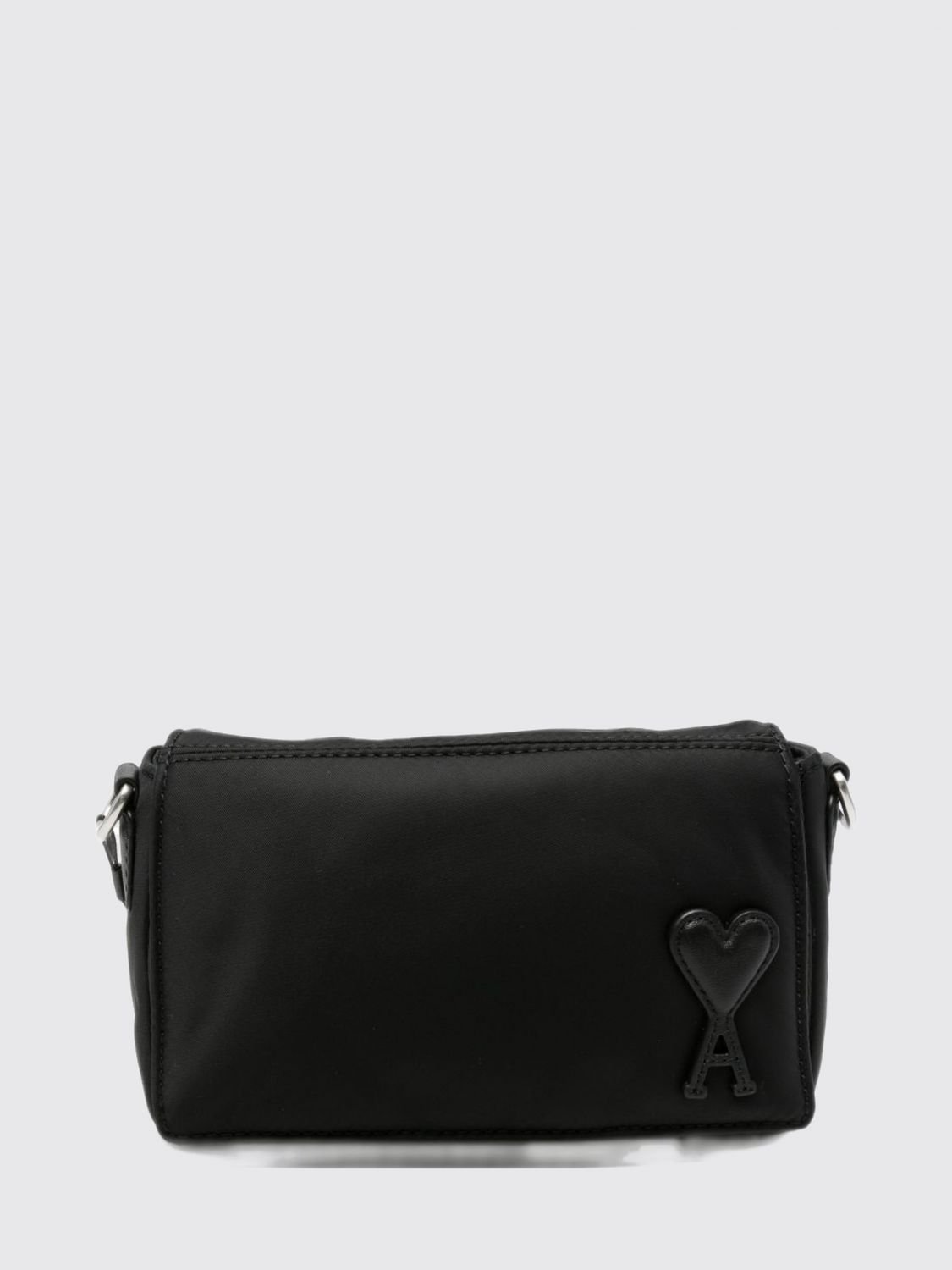 AMI PARIS Nylon Mini Crossbody Bag with Flap and Applied Logo