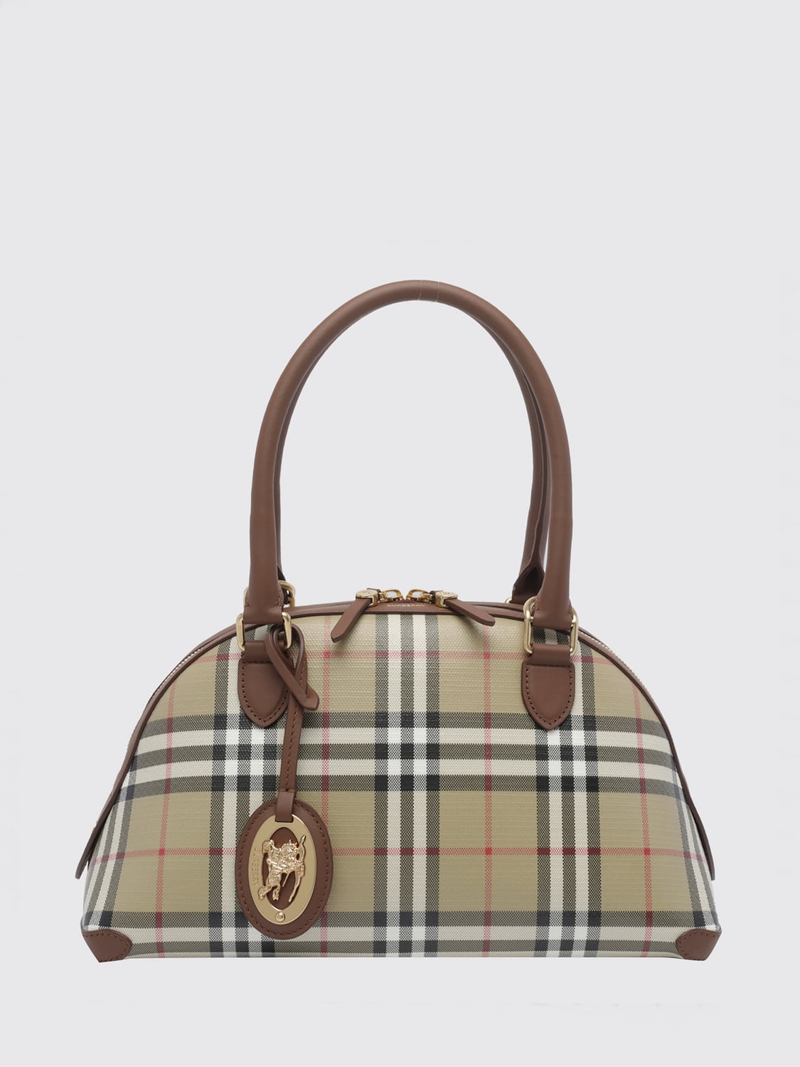 BURBERRY Primrose Vintage Check Canvas and Leather Bowling Bag