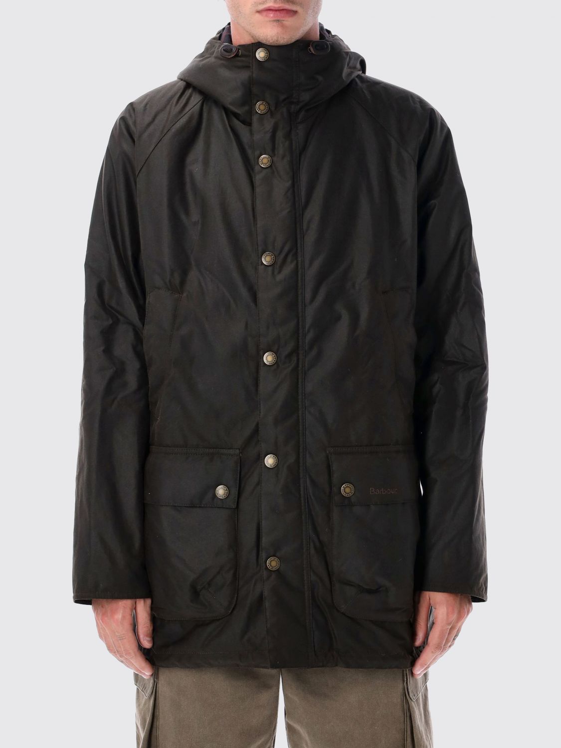 Barbour Bedale Hooded Waxed Cotton Parka with Patch Pockets