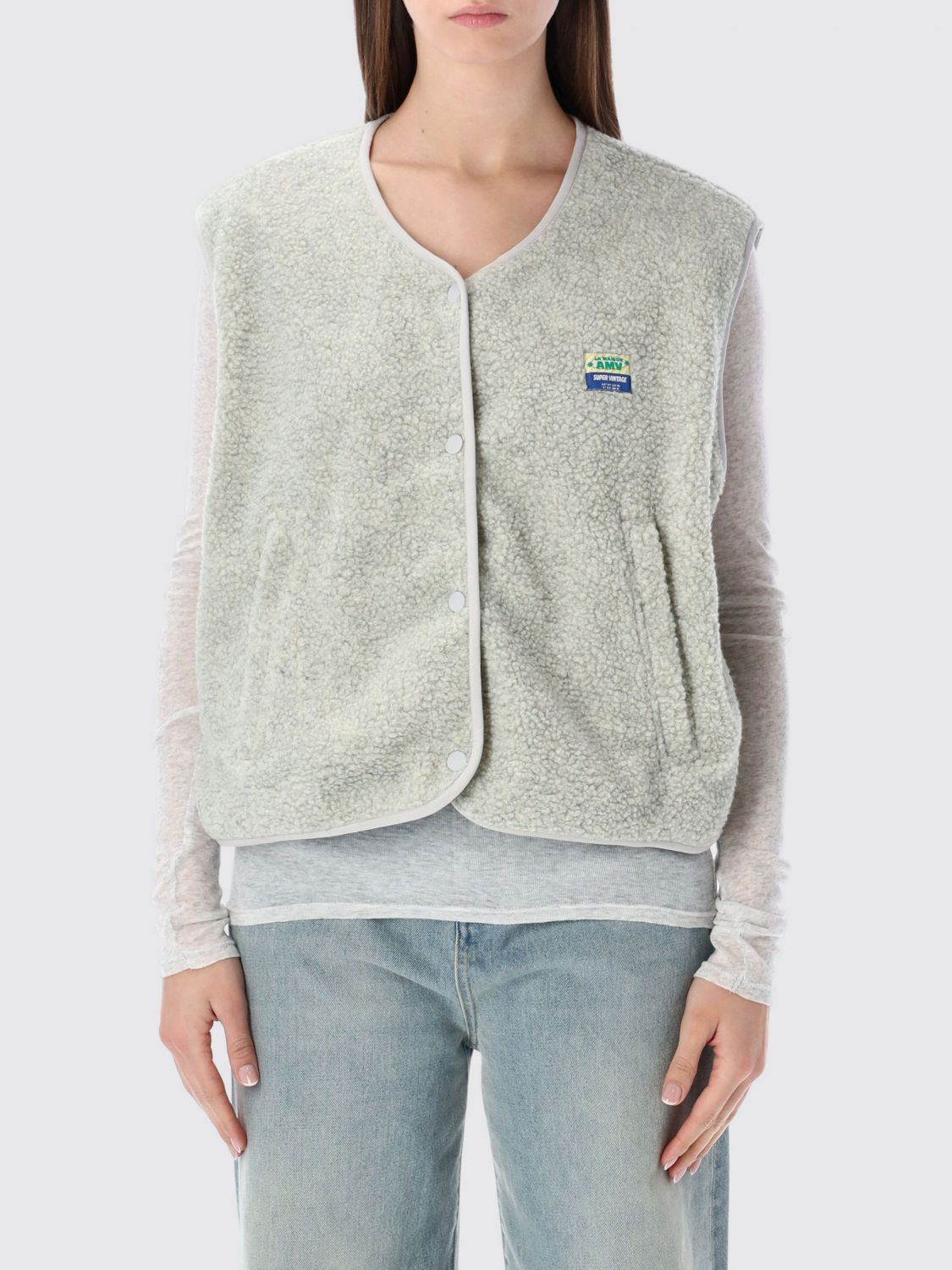 AMERICAN VINTAGE Gepolsterte Fleece-Weste von mit Rundhalsausschnitt und Taschen