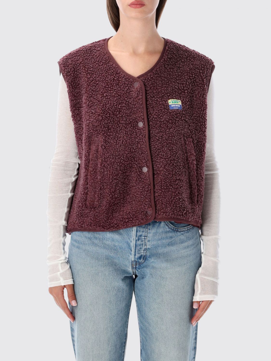 AMERICAN VINTAGE Gepolsterte Fleece-Weste von mit Rundhalsausschnitt und Taschen