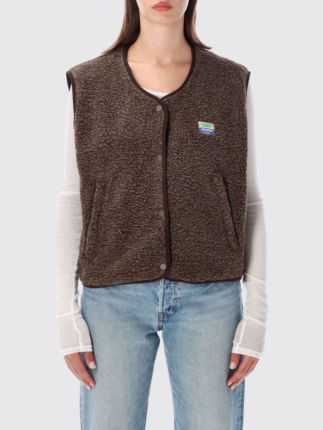 AMERICAN VINTAGE Gepolsterte Fleece-Weste von mit Rundhalsausschnitt und Taschen