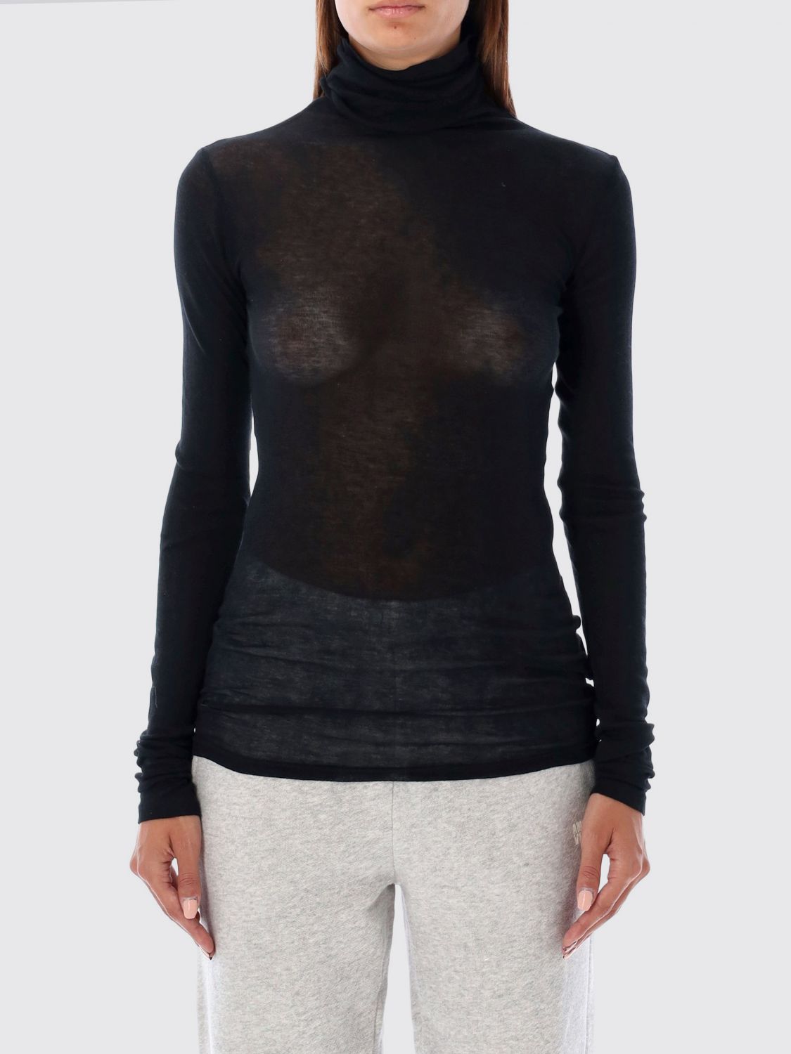 AMERICAN VINTAGE Slim Fit Rollkragenpullover aus transparentem Baumwollstoff