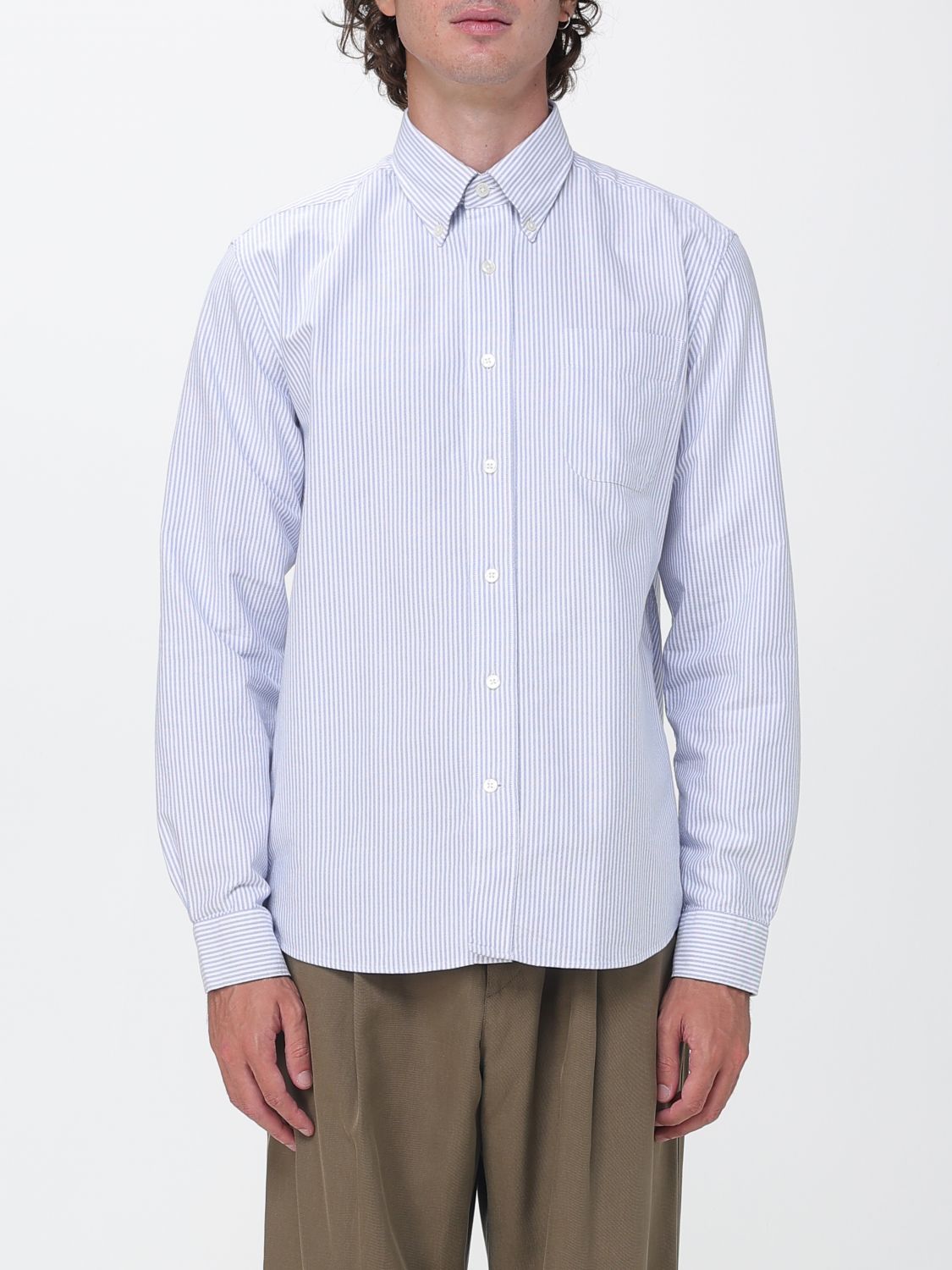 SEBAGO Striped Cotton Poplin Shirt with Button-Down Collar