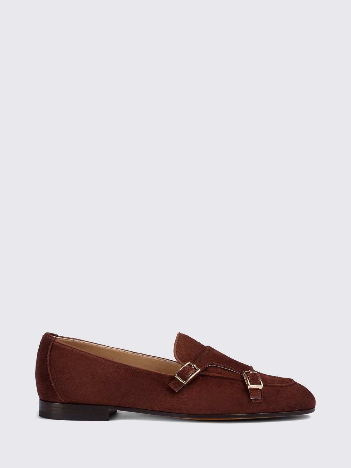 Doucal's Suede Double Monk Strap Shoes with Raised Moc-Toe