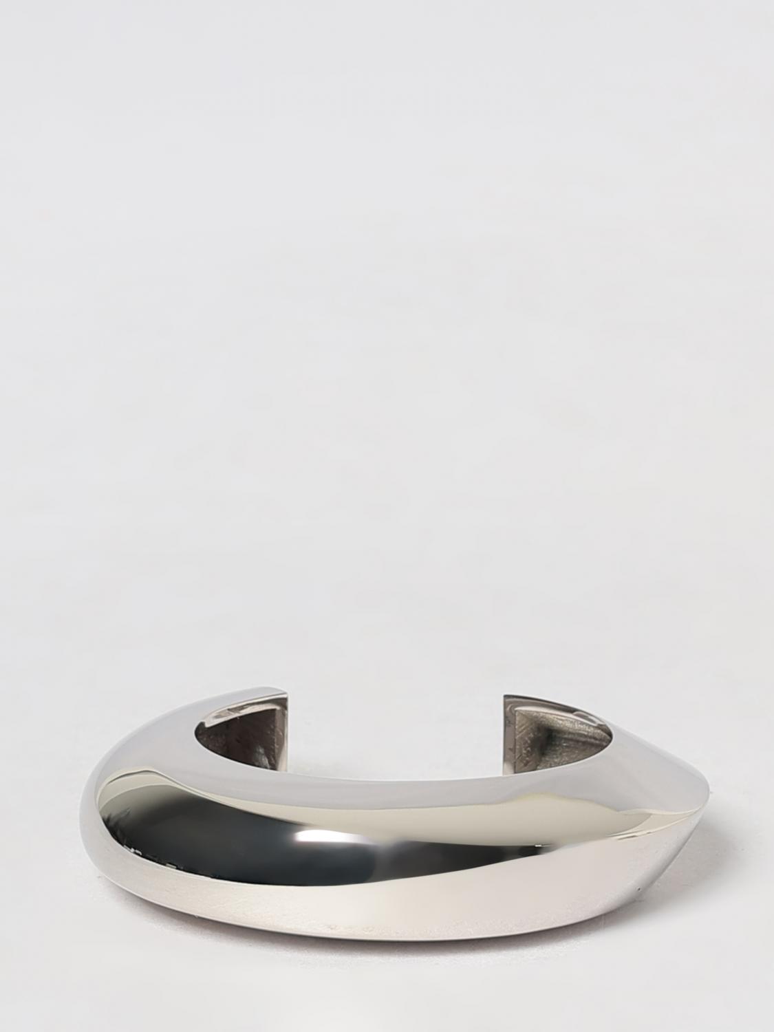 Alaïa Edge Rigid Bangle Bracelet in Chrome-Plated Brass with Engraved Logo