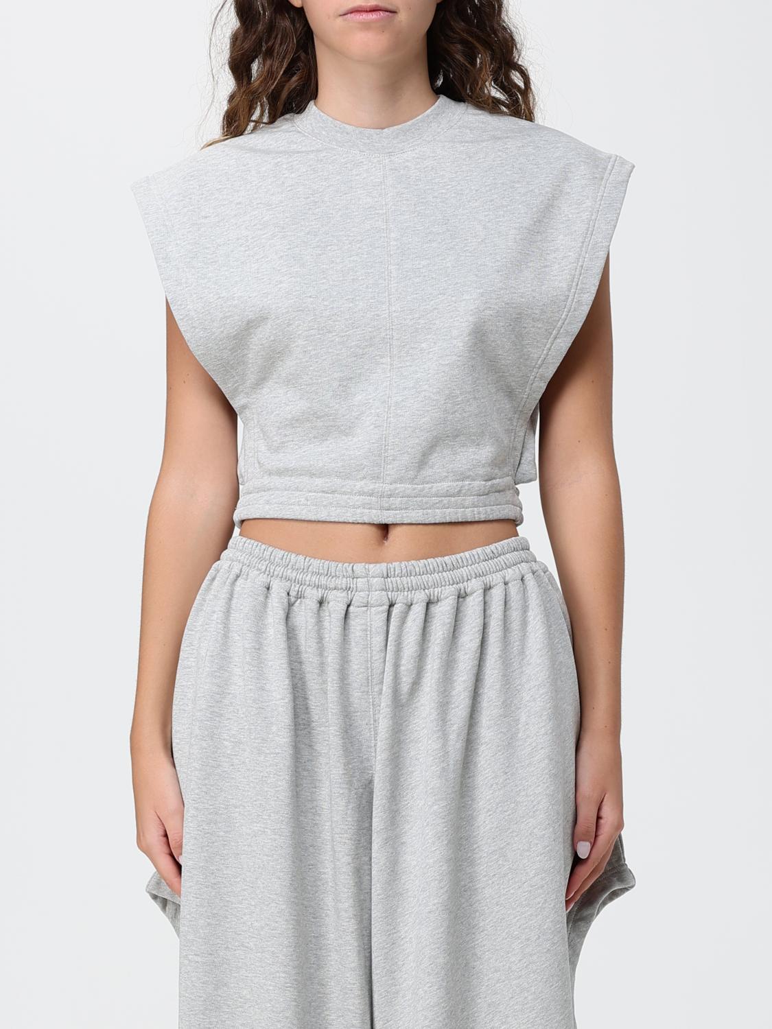 ALAÏA Cropped Sporty Cotton Top with Cap Sleeves