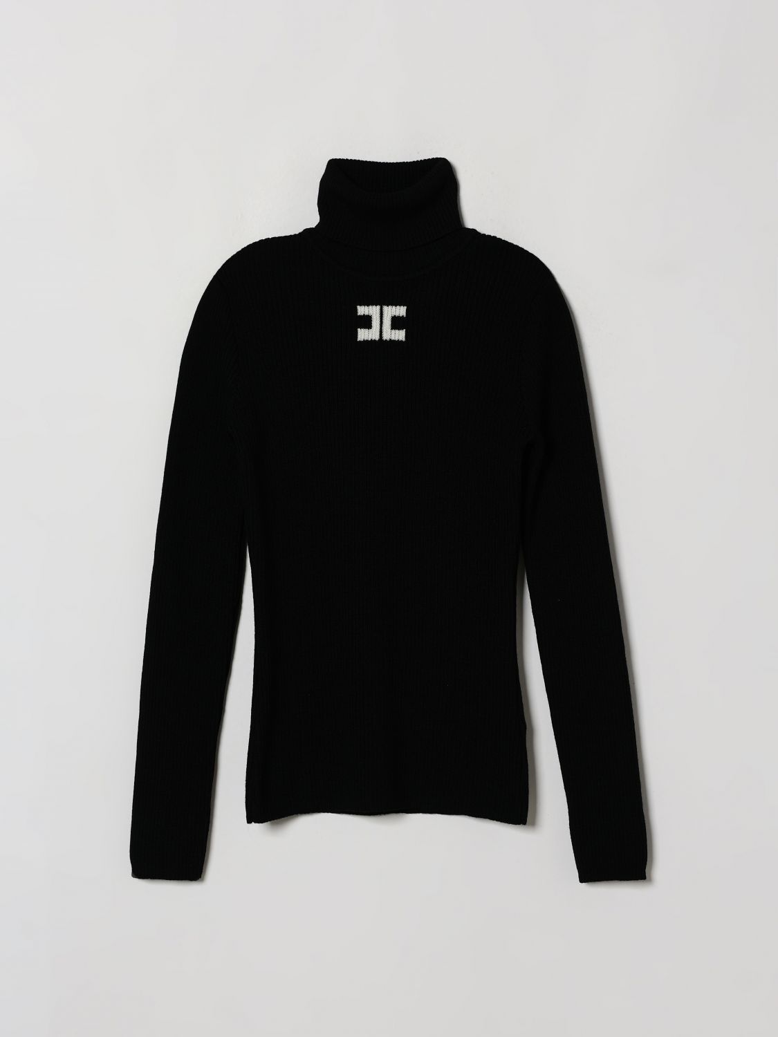 ELISABETTA FRANCHI LA MIA BAMBINA Rollkragenpullover aus Schurwolle mit gesticktem Logo