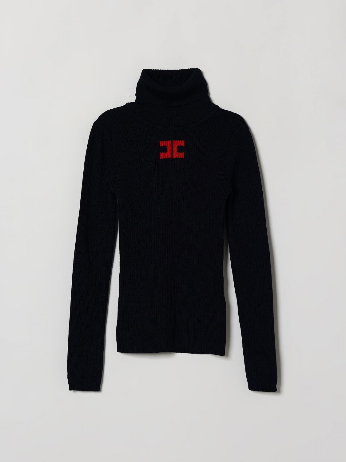 ELISABETTA FRANCHI LA MIA BAMBINA Rollkragenpullover aus Schurwolle mit gesticktem Logo