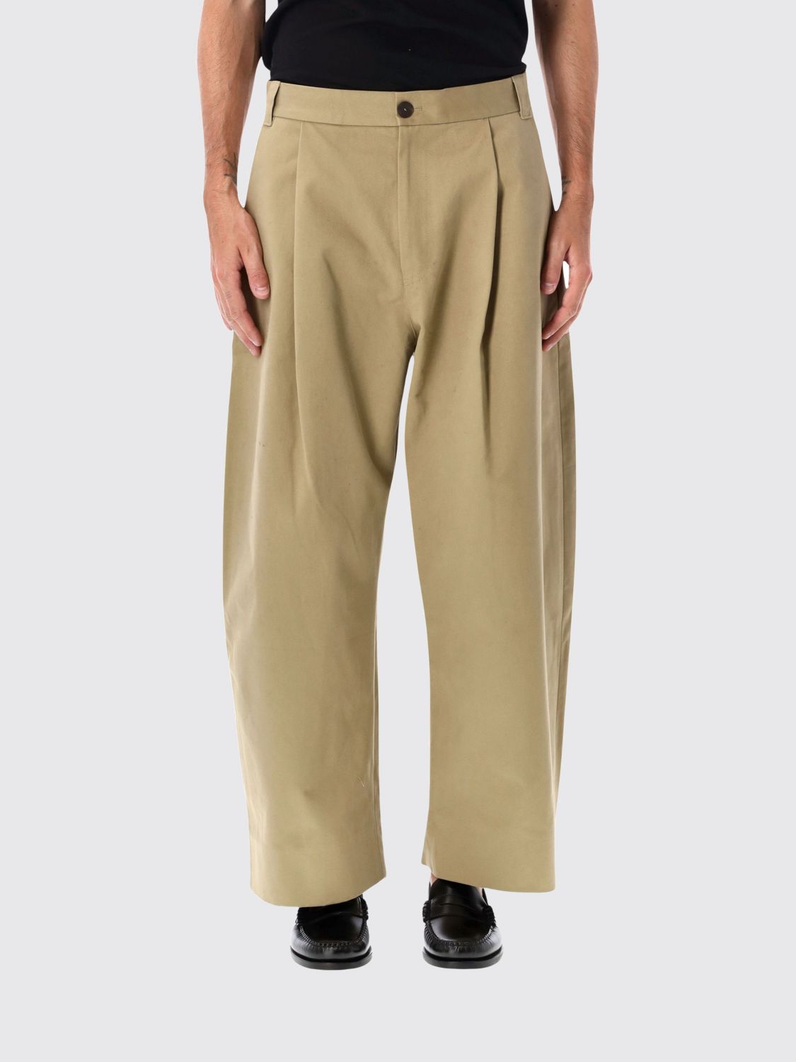 Studio Nicholson Sorte Wide-Leg Pleated Cotton Trousers with Patch Pockets