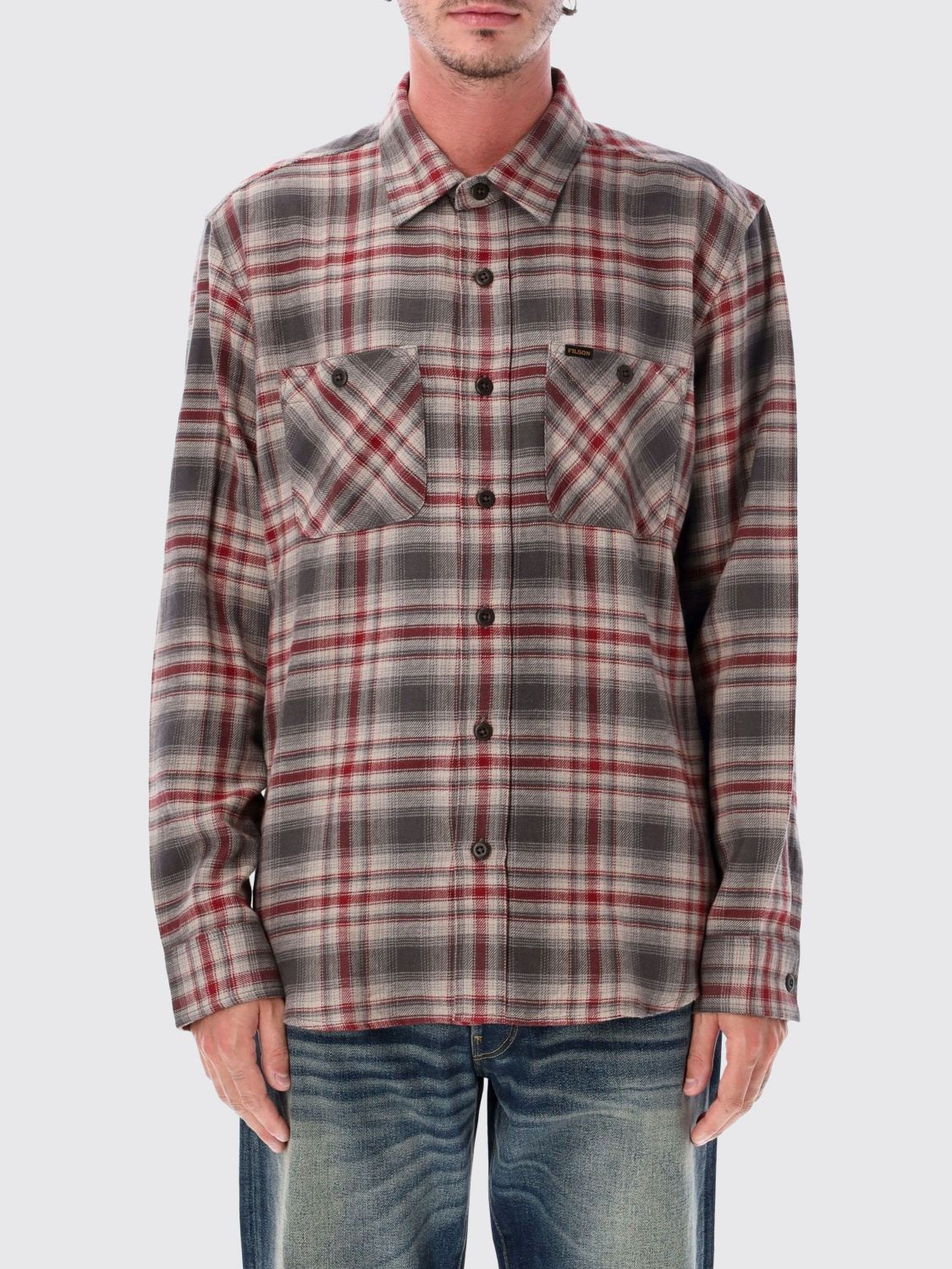 Filson Long-Sleeve Check Flannel Shirt with Buttoned Patch Pockets