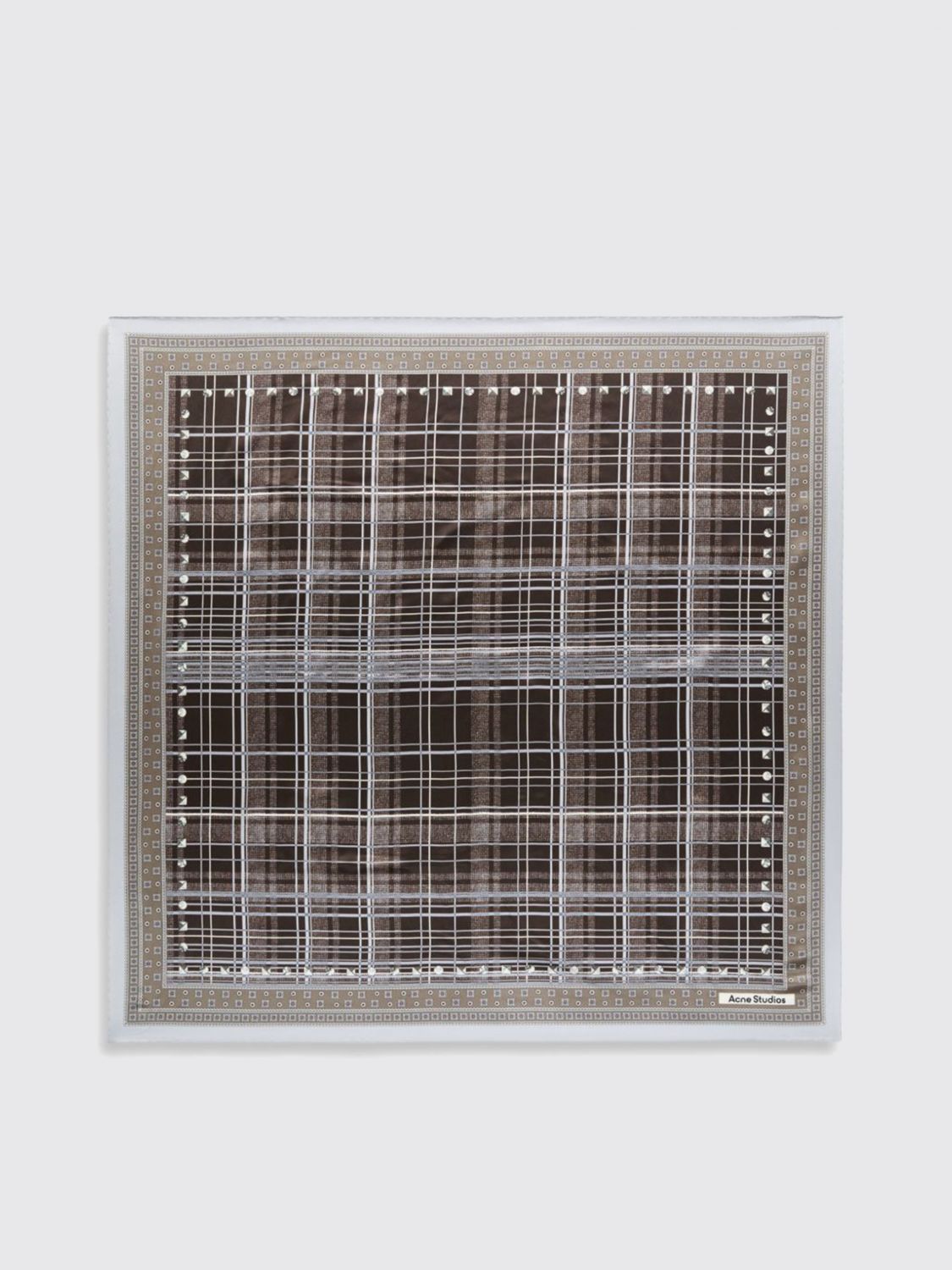 ACNE STUDIOS Quadratisches Halstuch aus Bio-Seide mit Tartan-Print