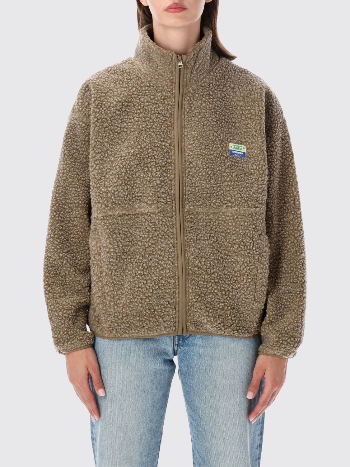 AMERICAN VINTAGE Kurze Fleecejacke mit Stehkragen und Reißverschluss
