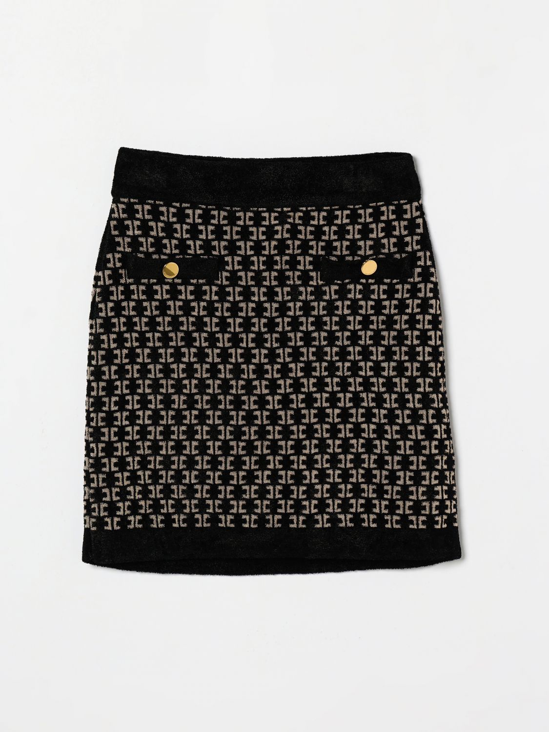ELISABETTA FRANCHI LA MIA BAMBINA Jacquard-Minirock aus Strick mit Monogramm