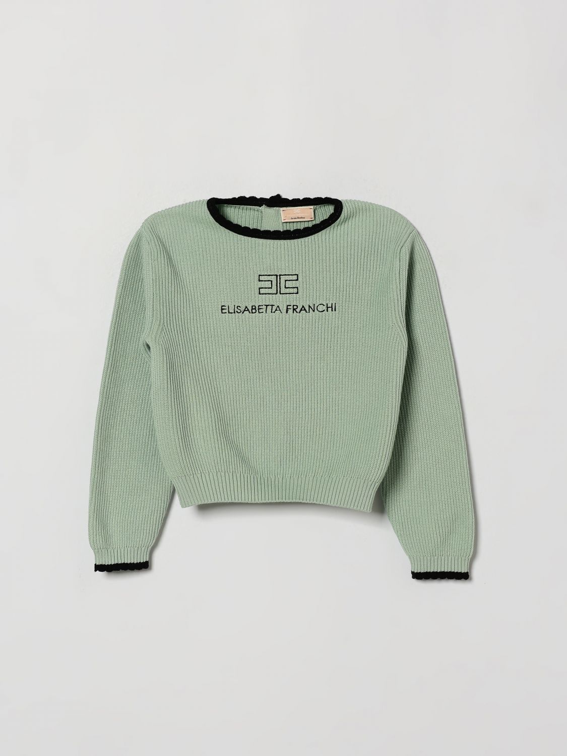 ELISABETTA FRANCHI LA MIA BAMBINA Baumwoll-Pullover mit Rundhalsausschnitt mit gesticktem Logo