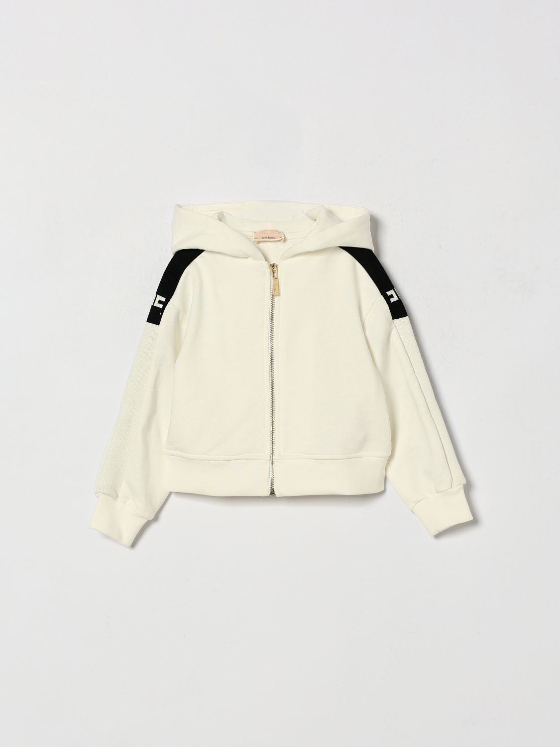 ELISABETTA FRANCHI LA MIA BAMBINA Baumwoll-Kapuzenjacke mit Reißverschluss und Logo