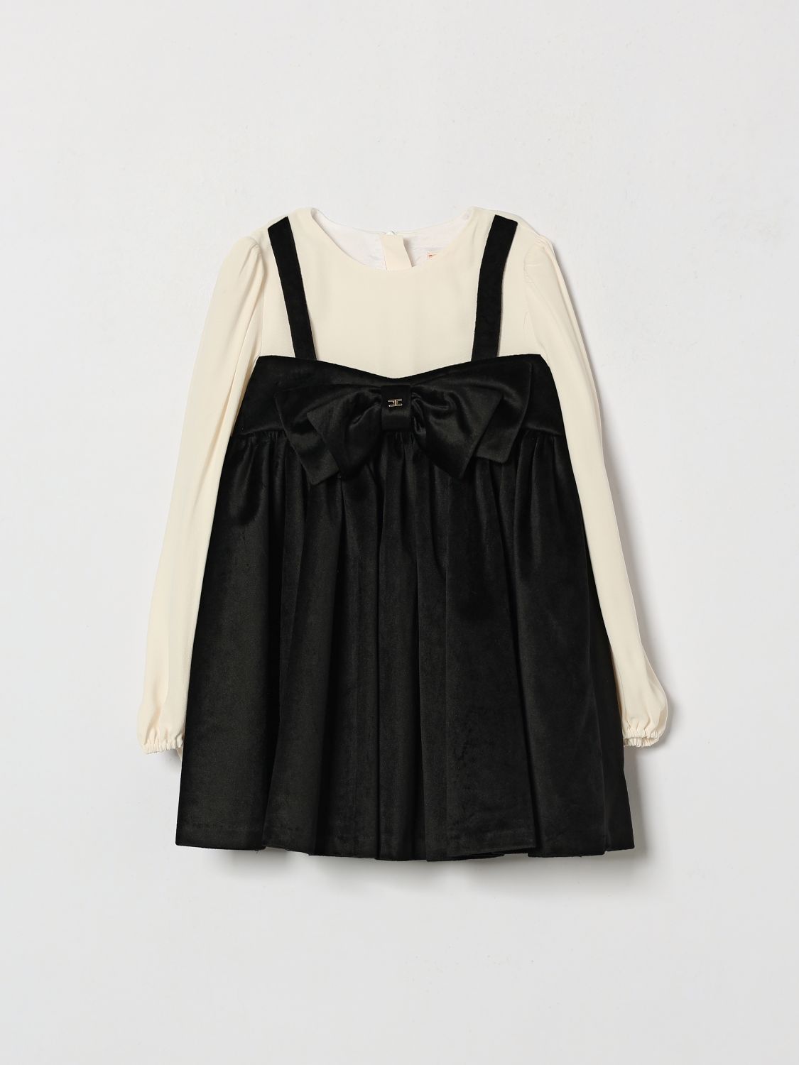 ELISABETTA FRANCHI LA MIA BAMBINA Kurzes zweilagiges Samtkleid mit Schleife
