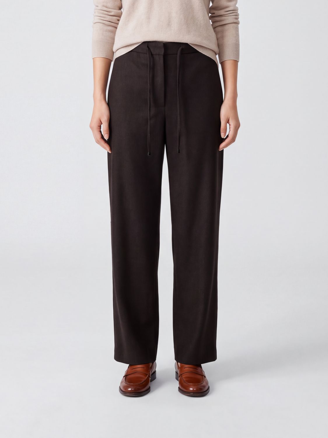 'S Max Mara Pantaloni a gamba larga in pura lana con coulisse in vita