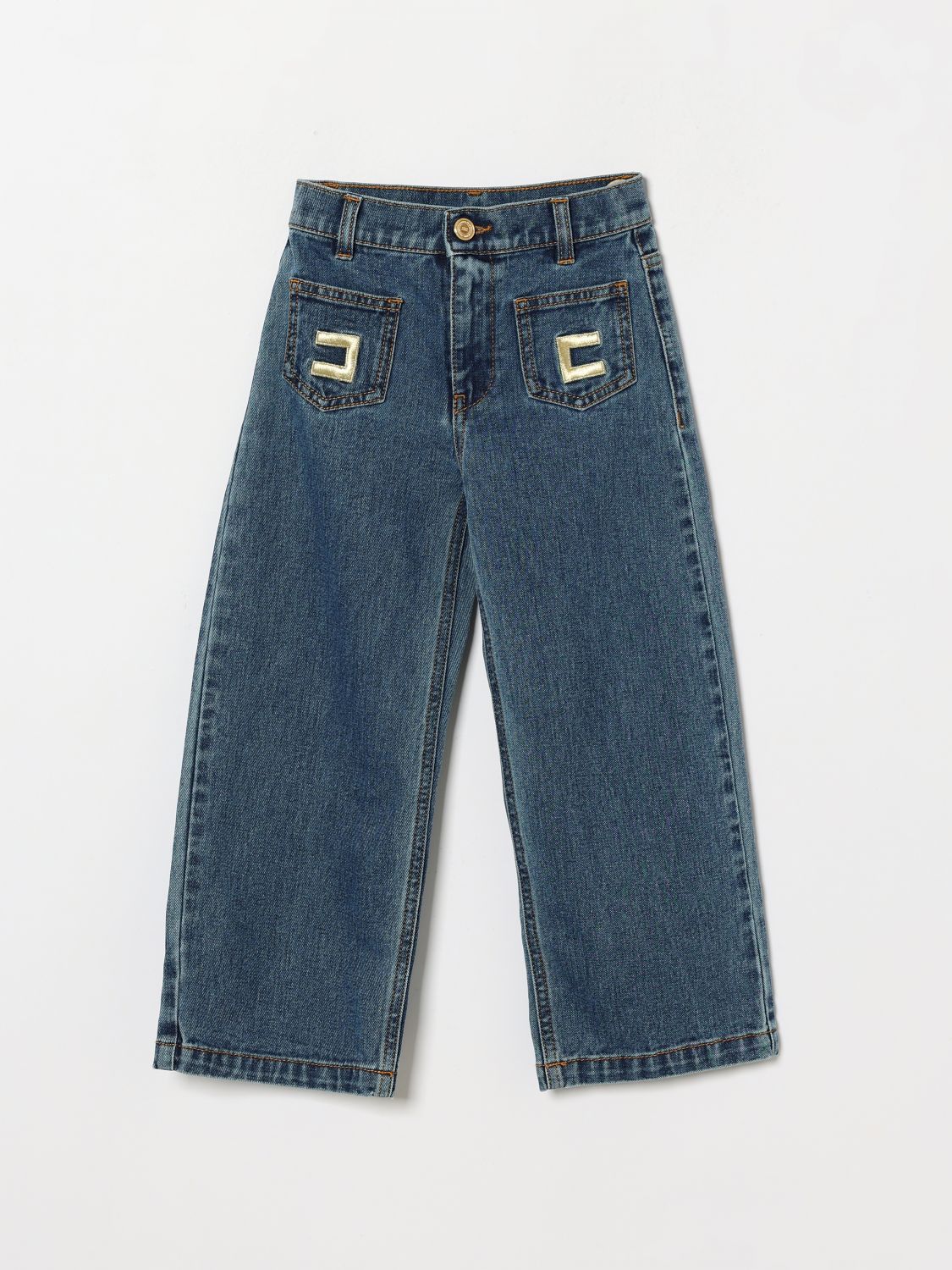 ELISABETTA FRANCHI LA MIA BAMBINA Regular-Fit-Jeans aus Denim mit gesticktem Logo
