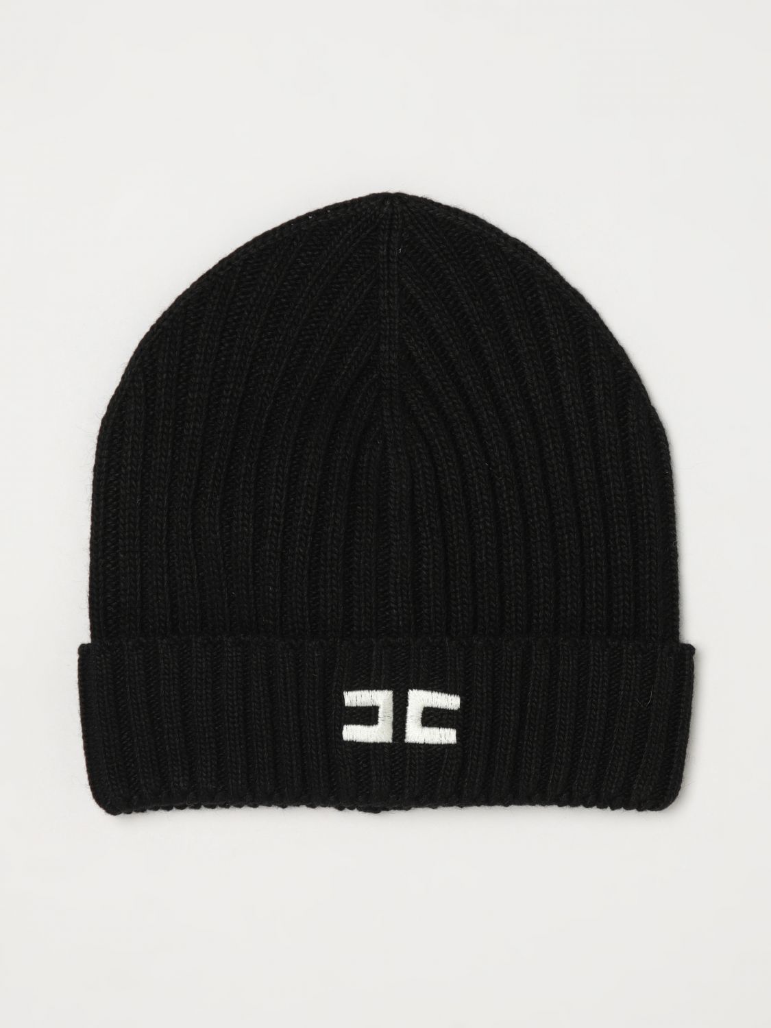 ELISABETTA FRANCHI LA MIA BAMBINA Gerippte Beanie-Mütze mit Umschlag aus Woll-Kaschmir-Mix