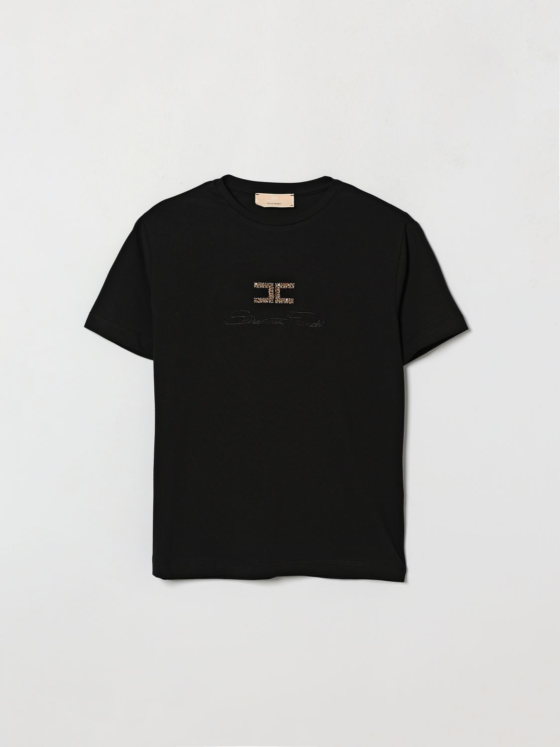 ELISABETTA FRANCHI LA MIA BAMBINA Baumwoll-T-Shirt mit Strass-Logo